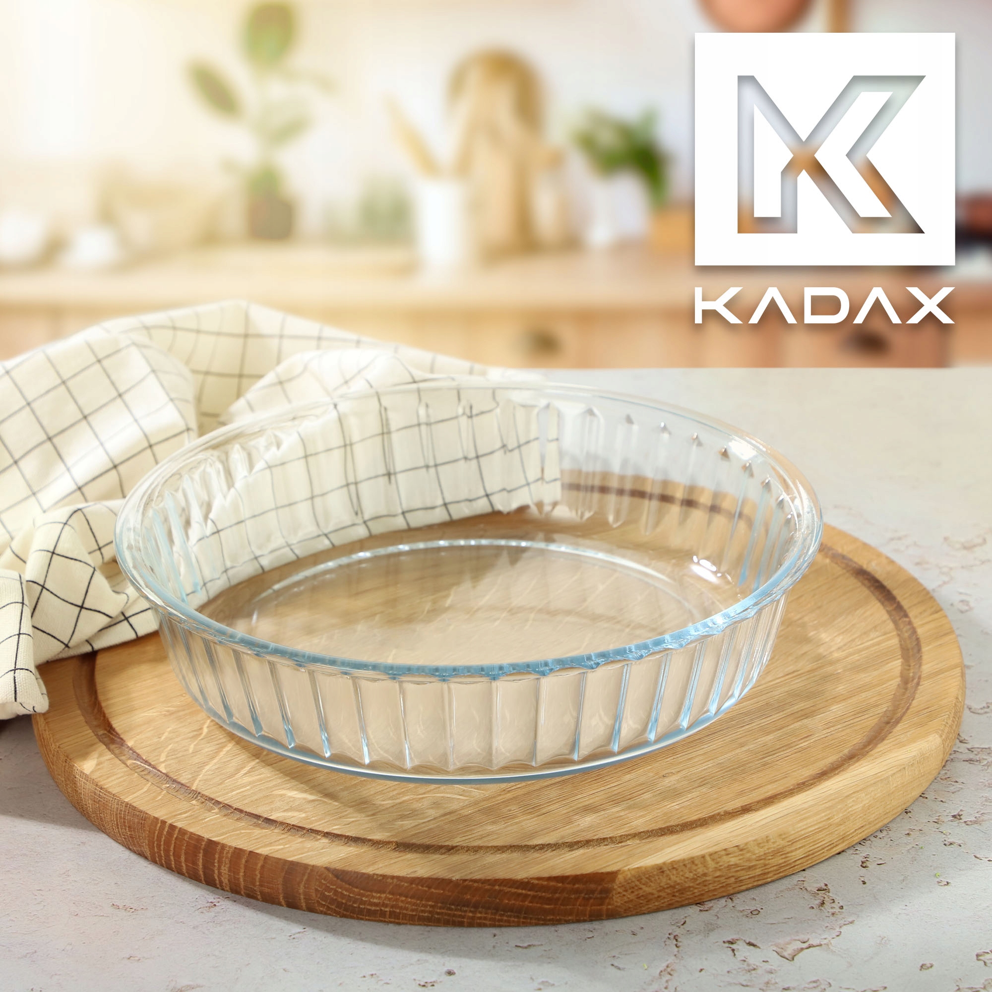 NACZYNIE ŻAROODPORNE SZKLANE DO ZAPIEKANIA TARTY OKRĄGŁE 26 cm Marka Kadax