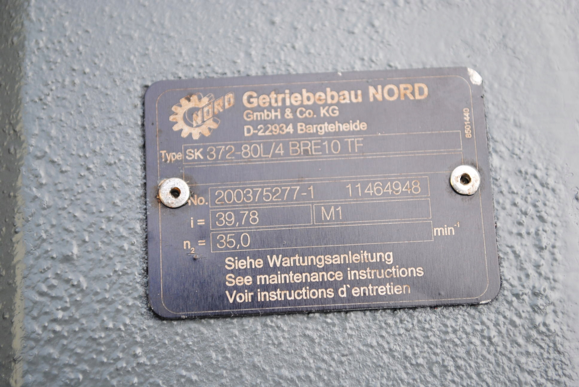 Motoreduktor 0.75kw. 35obr. z hamulcem. Firmy NORD Marka Nord