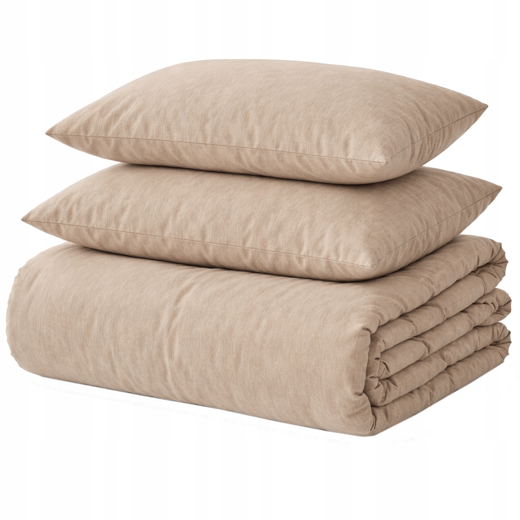 Pościel bawełniana 200x220 2x poszewki naturalna bawełna gładka beżowa