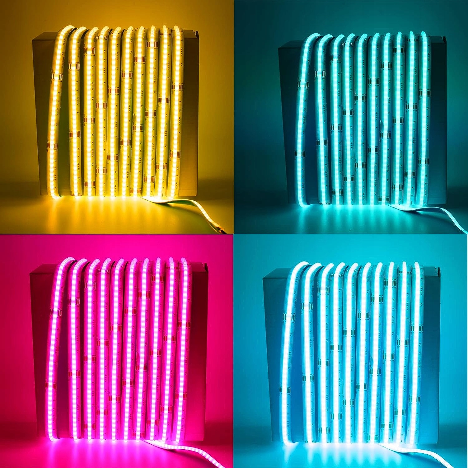 LEDY WODOODPORNE KOLOROWE TAŚMA RGBW COB 3920 1m Moc 19 W