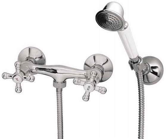 Sprchová Batéria Dvojpáková Nástenná Retro Chróm Diamond