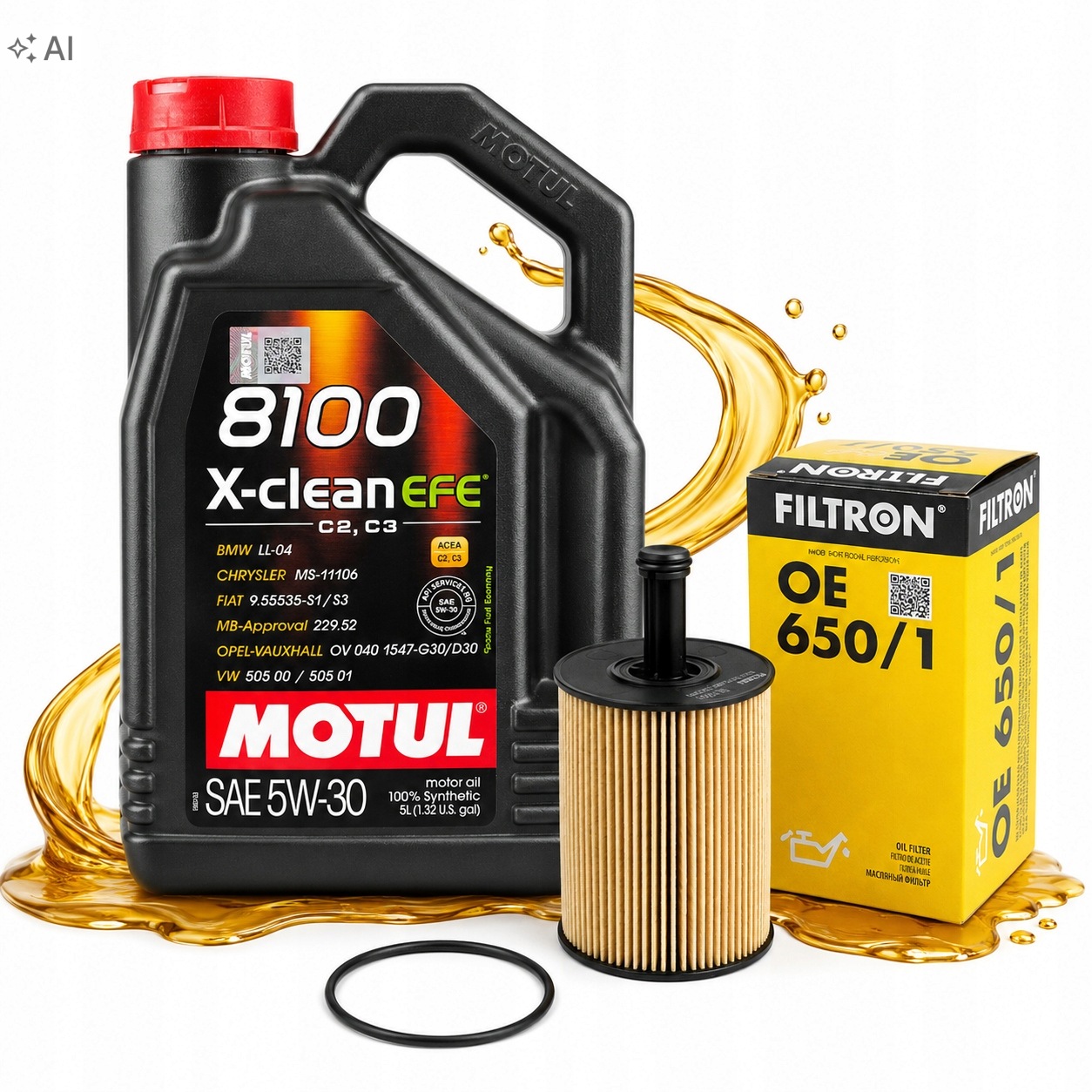 Olej Motul 5W30 8100 X-clean Efe 5L Filter Vw Audi Škoda Seat 1.9 2.0 Tdi Pd
