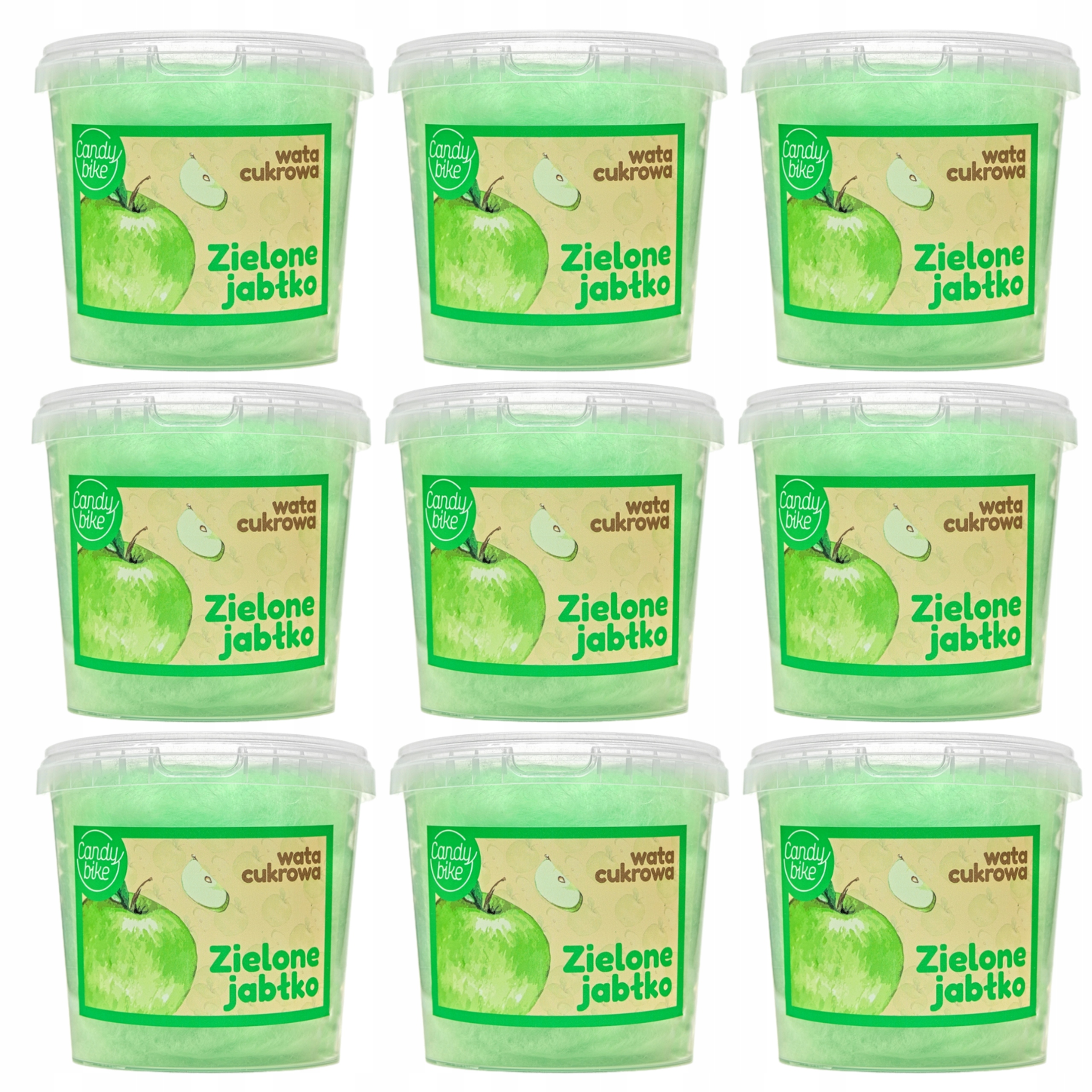 Levně Cukrová vata 1l s jablky sada 9 Kusů Dárek bonbóny Fluffy Sweet