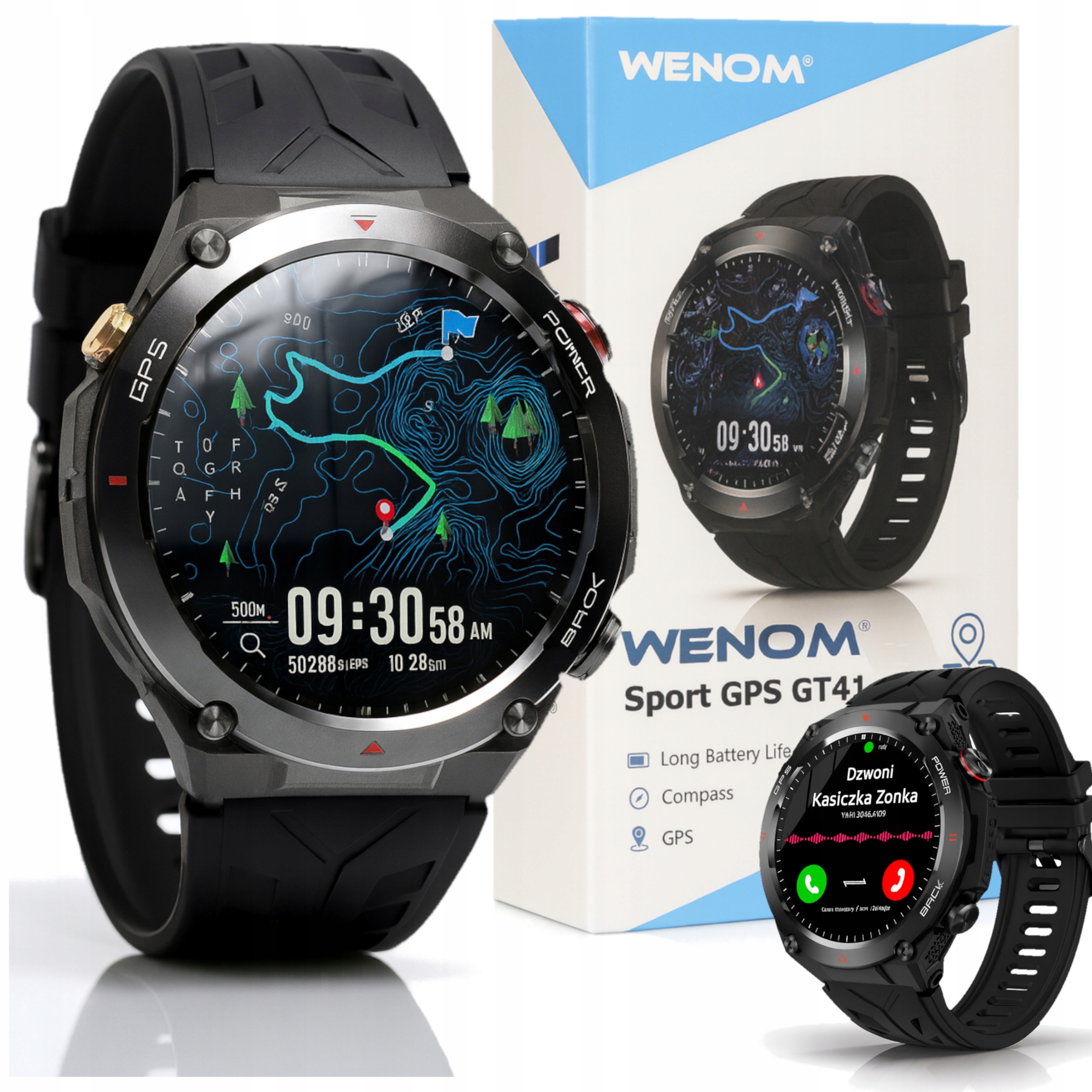 Smartwatch Wenom GT41 z rozmowami Bluetooth 5.3 Hd sportowy męski zegarek