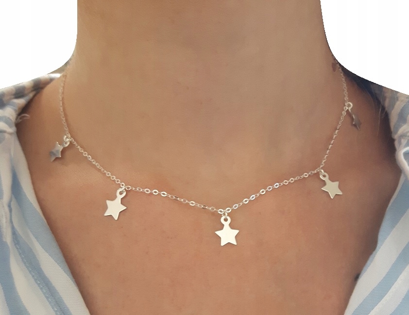 Stříbrný náhrdelník choker hvězdičky must have 925 40