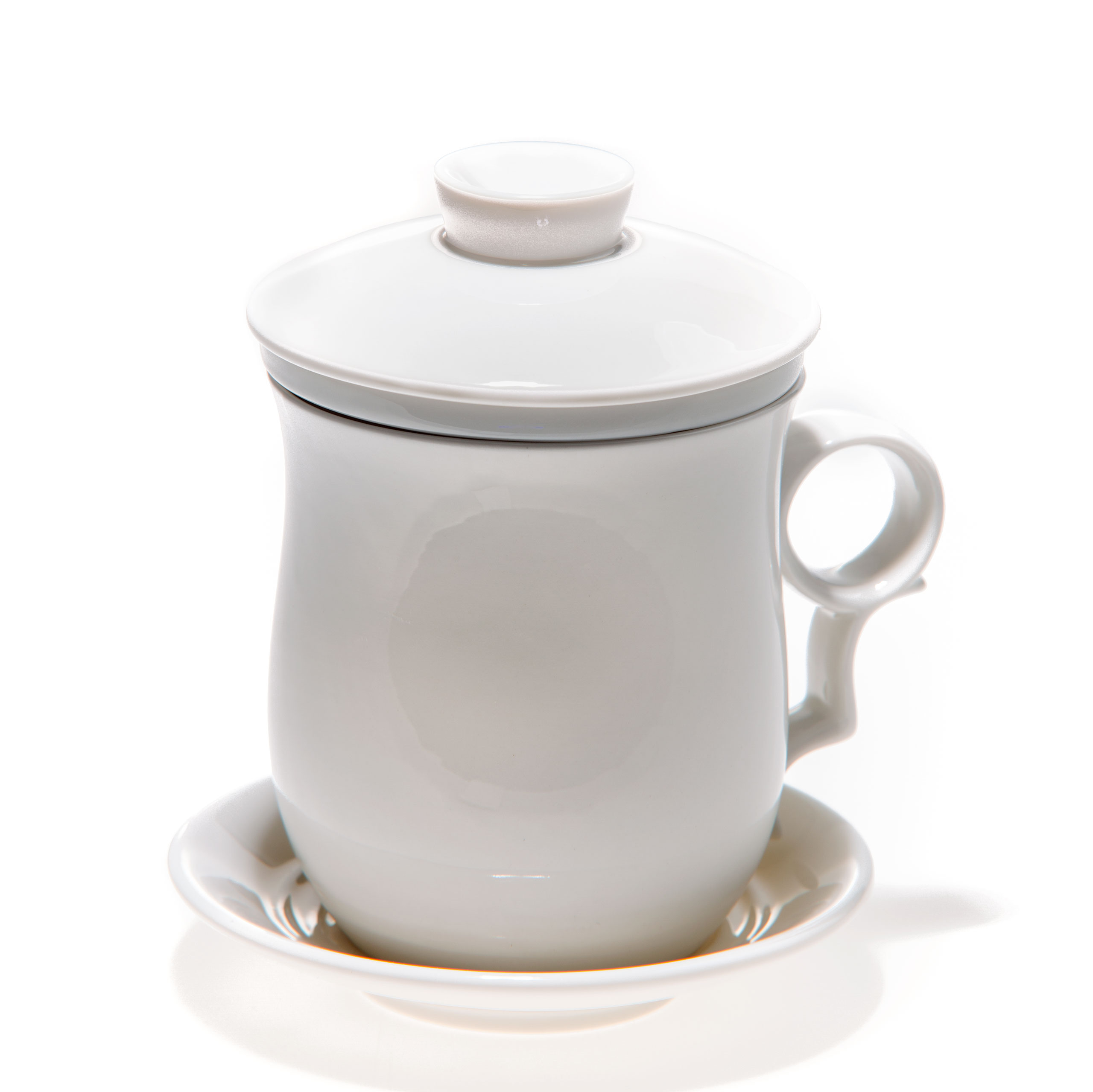 

Kubek z porcelanowym zaparzaczem do herbaty biały