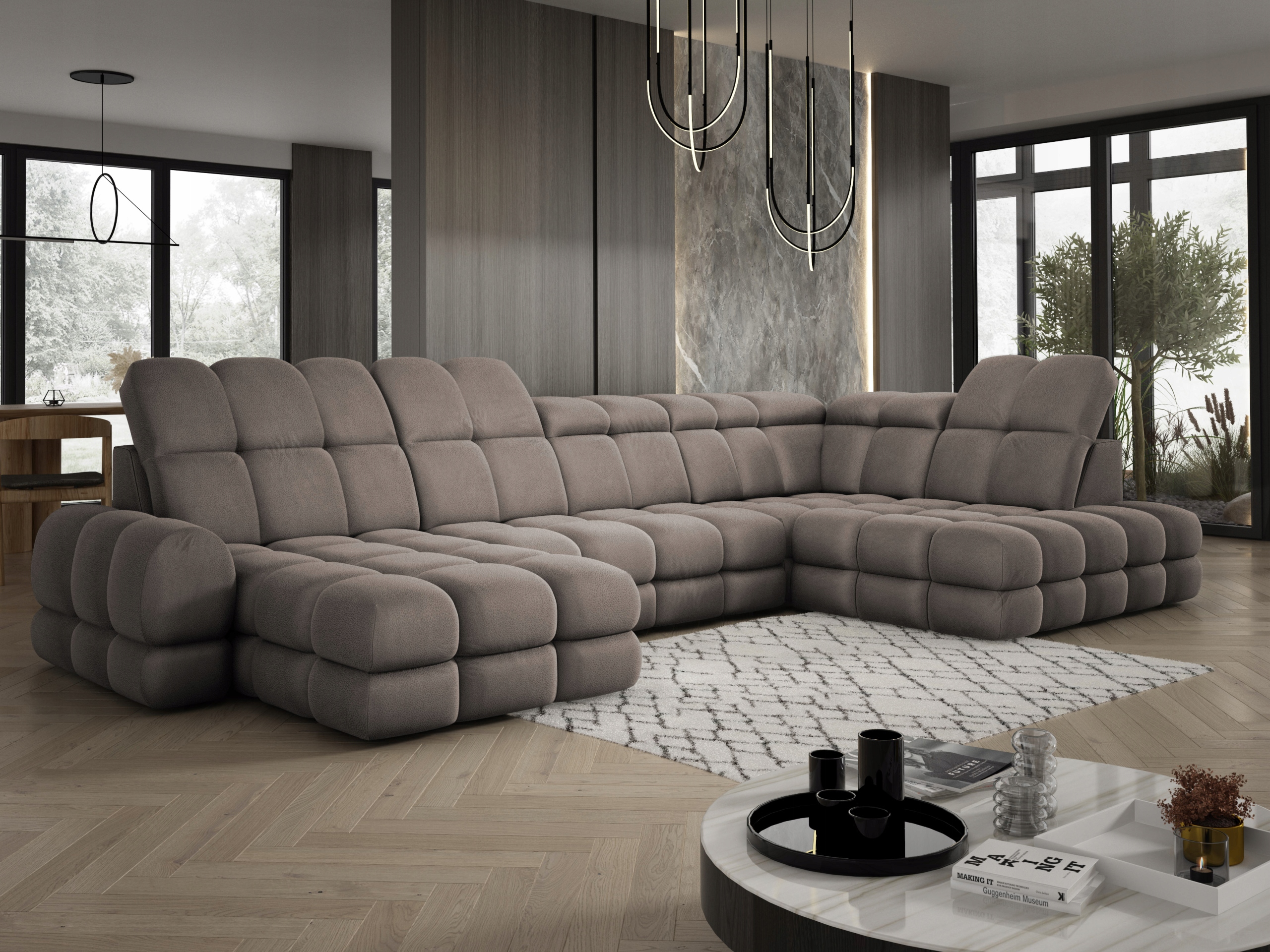 Moderní stylový Rohová Sedací Souprava Tollo XL Versailles s elektrickou funkcí spaní