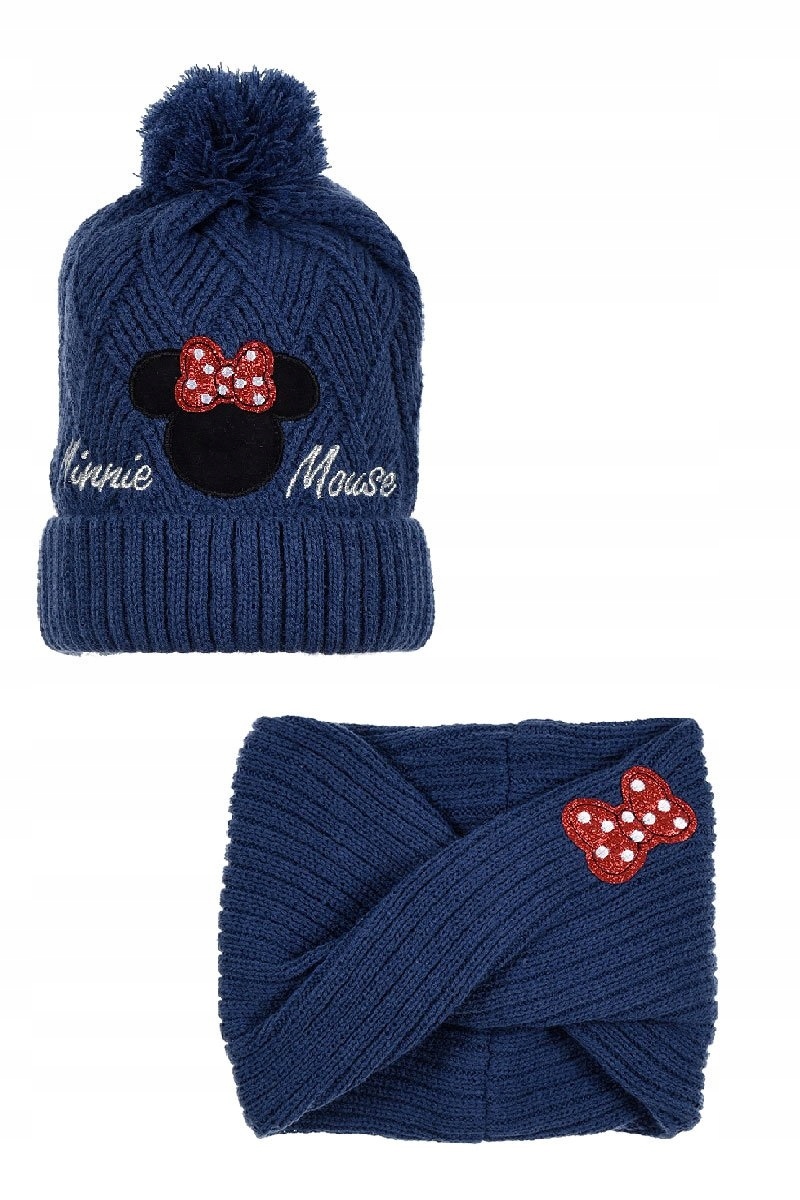 

Czapka z pomponem i komin Myszka Minnie R54
