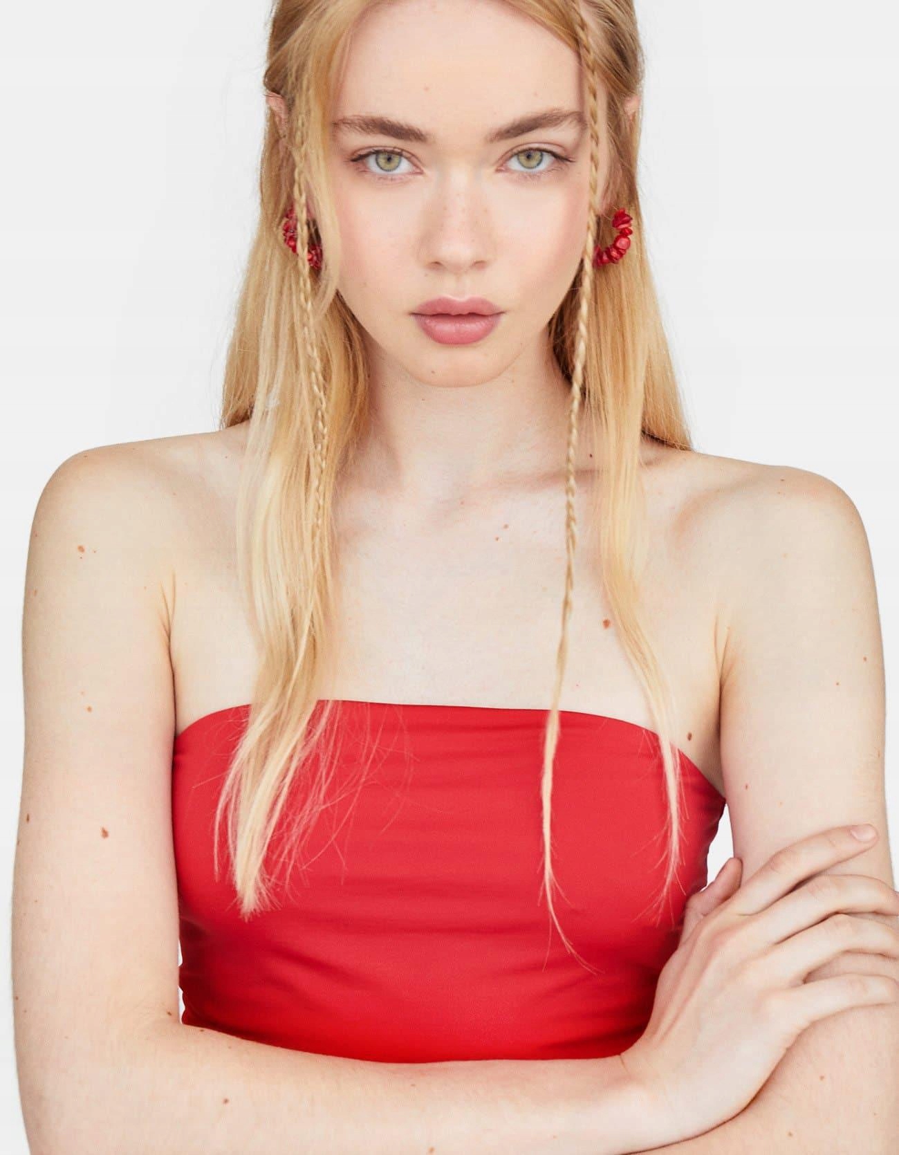 H5A004 STRADIVARIUS__MM8 CROP TOP TUBA__L Wzór dominujący bez wzoru