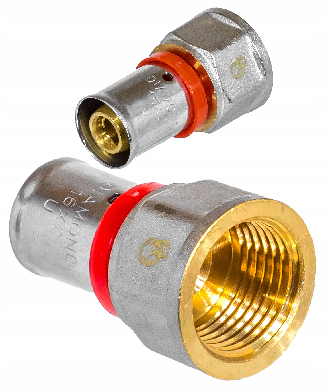 ZŁĄCZKA MUFOWA ZAPRASOWYWANA PEX ALUPEX FI 16x1/2 GW MOCNY MOSIĄDZ DIAMOND