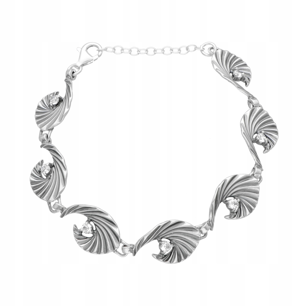 Vlnový náramek s bílou zirkonií stříbro