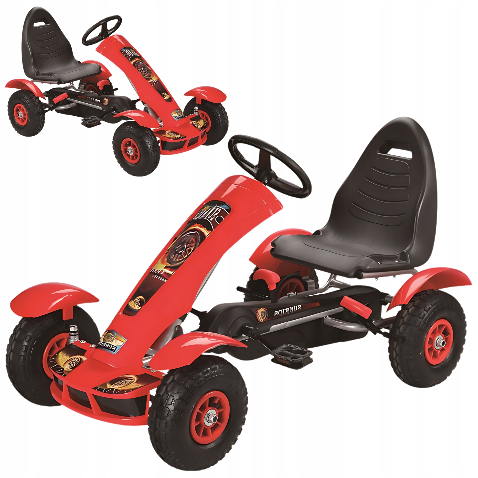 Gokart Na Pedały Dla Dzieci Od 3+ Pompowane Koła Czerwony 618F