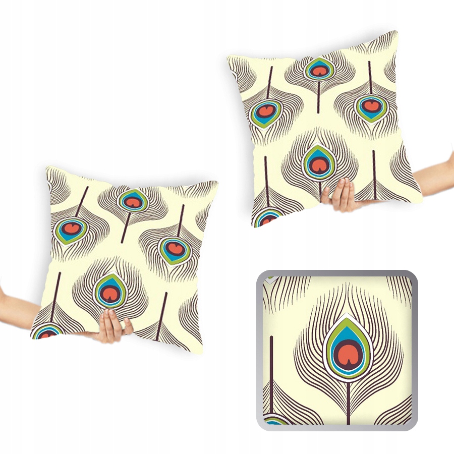 

Poszewki w kolorze ecru pawie oko 40x40 cm 2 szt