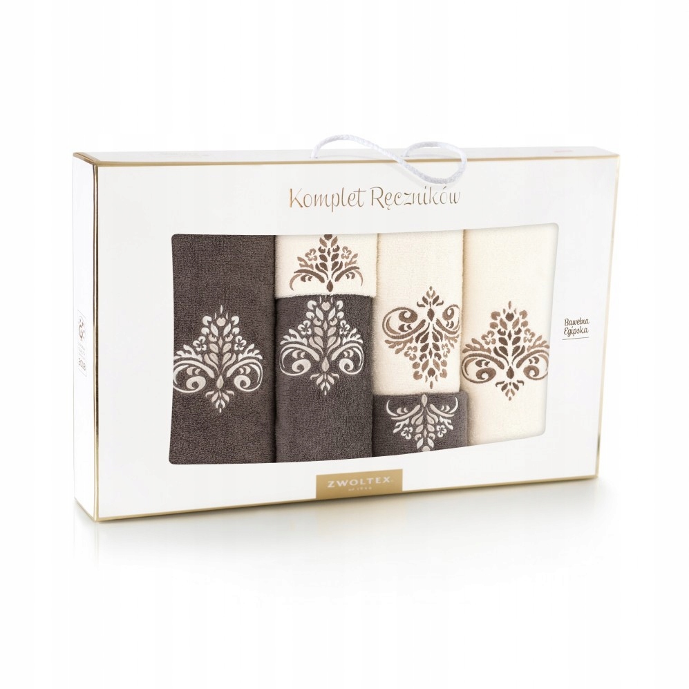 ZWOLTEX komplet ręcznik 6 szt. bawełna Egipska Sułtan Ecru/taupe na prezent