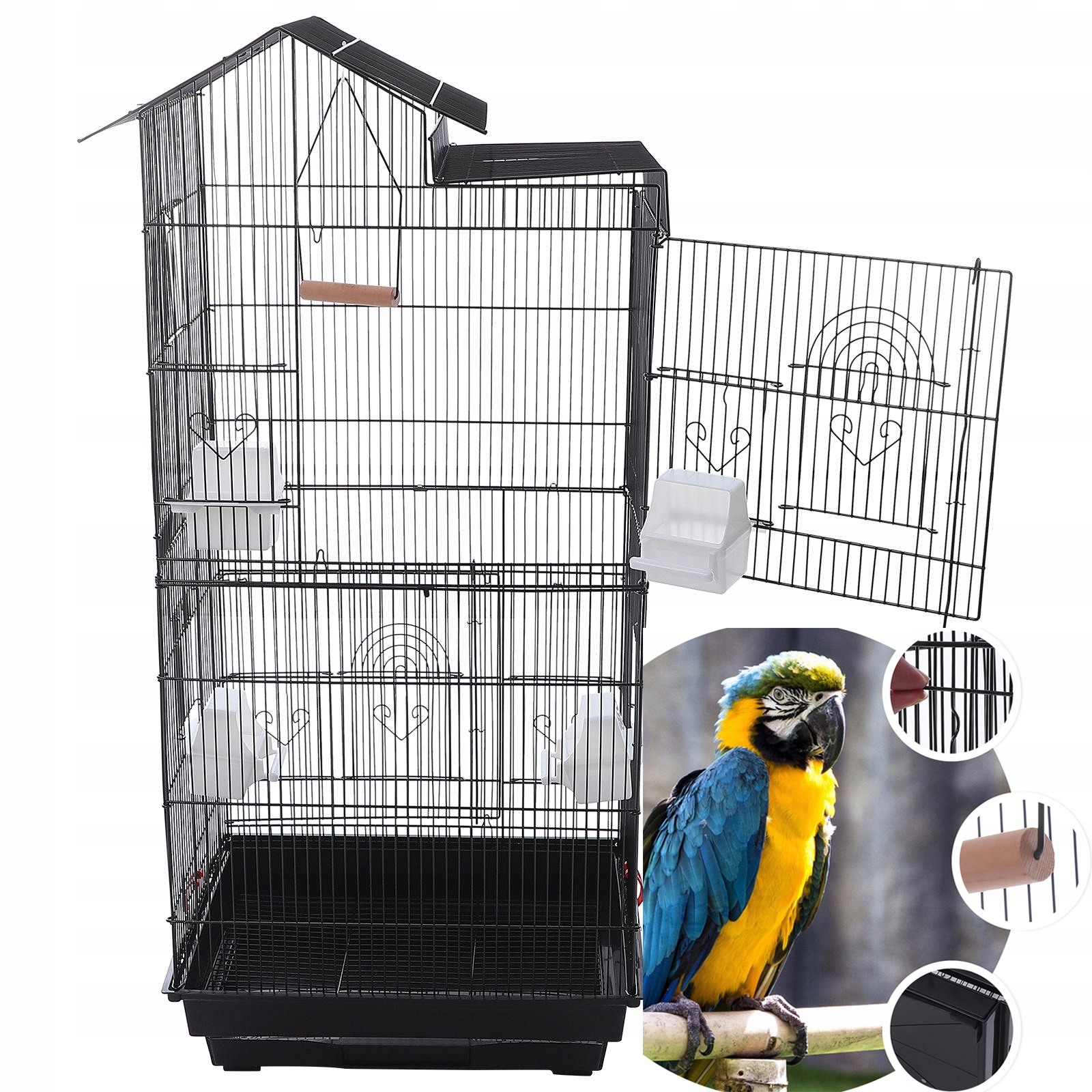 1 Sada Praktická Klec z Železného Drátu pro Papoušky a Domácí Ptactvo, Vhodná i pro Vystavení