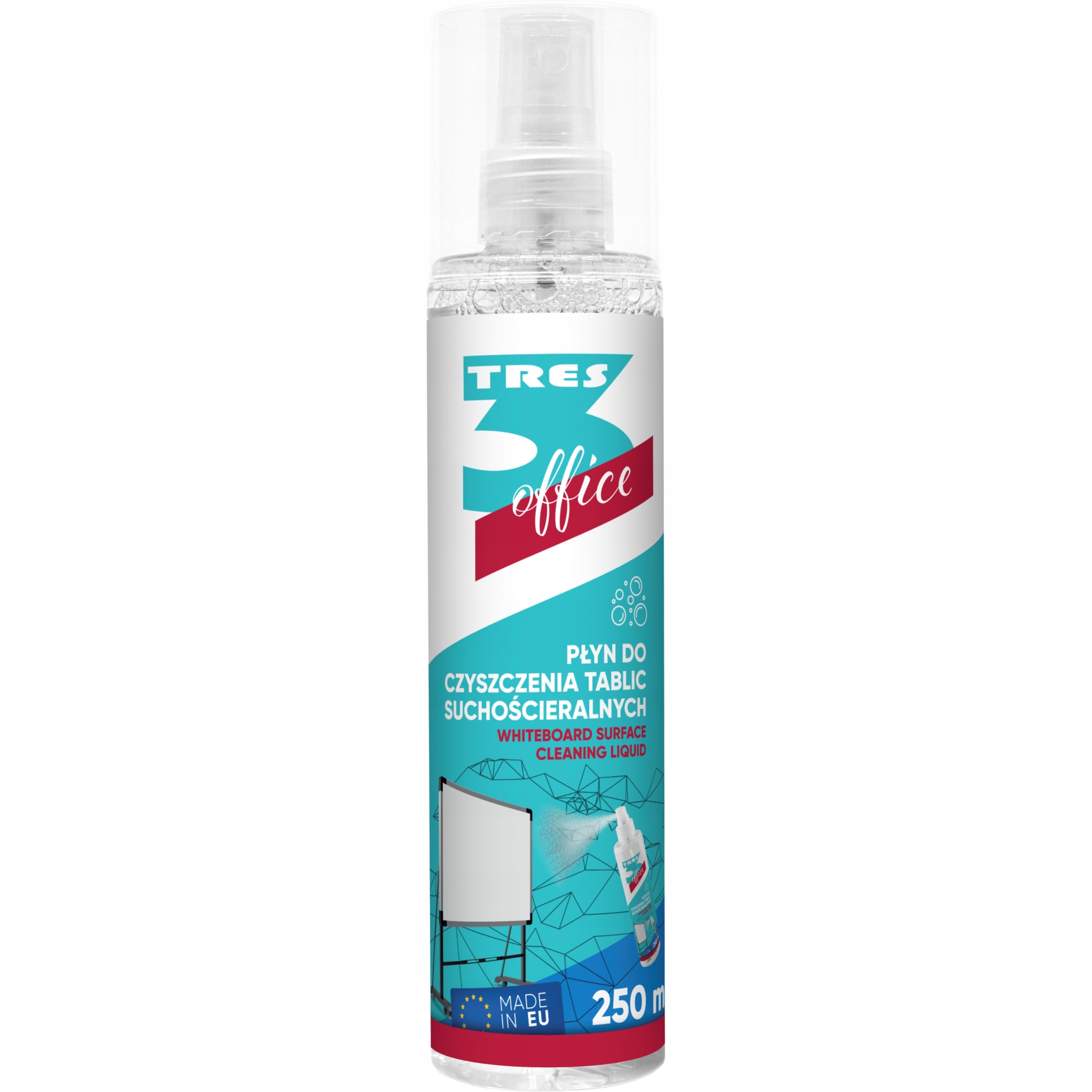 Płyn w sprayu do czyszczenia białych tablic suchościeralnych 250 ml TRES