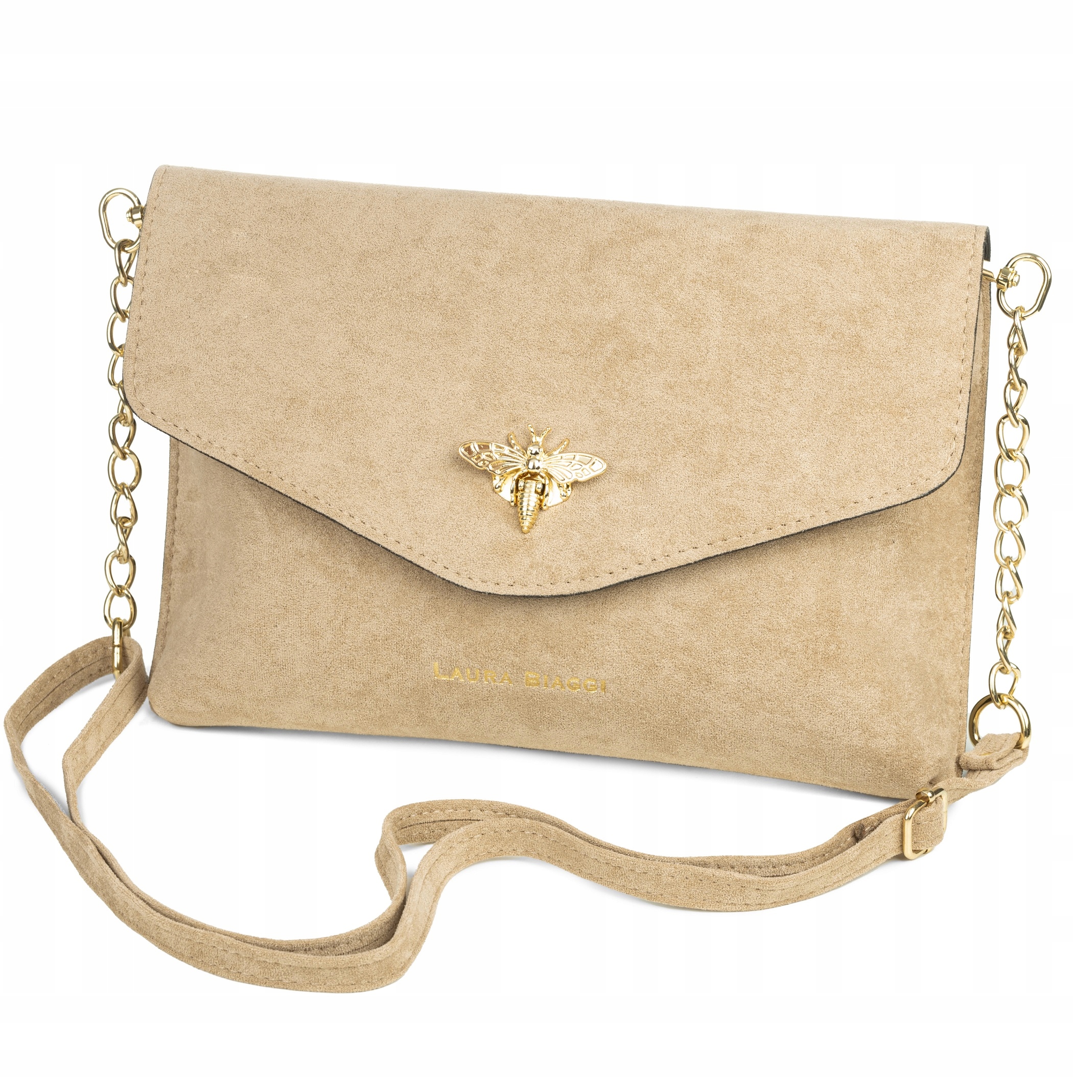 Kabelka Psaníčko Návštěvnická Laura Biaggi Semišová Béžová S Řetízkem