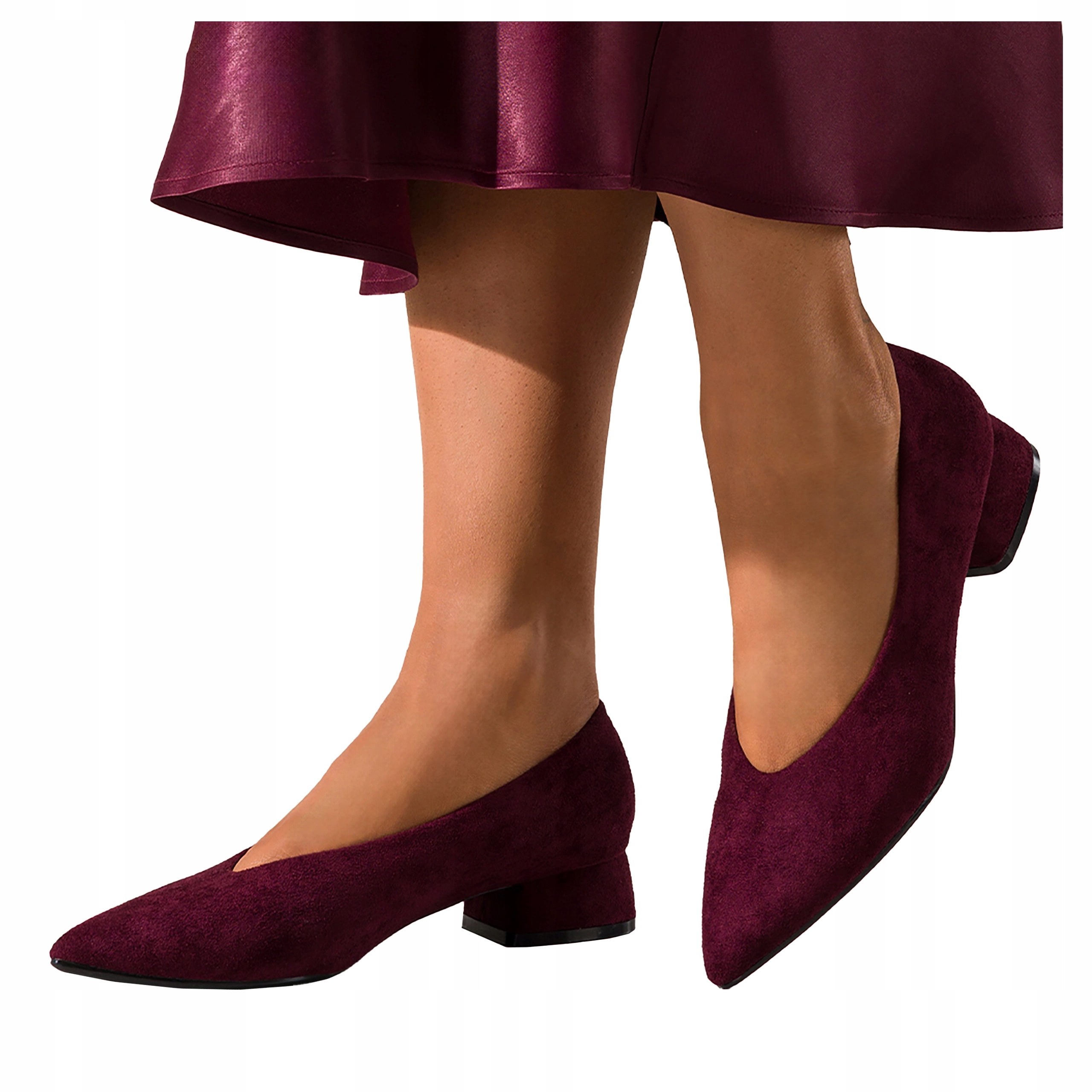 Dámské baleríny Bordové Pohodlné Módní Nízký Podpatek Výřez z přední strany vel. 38