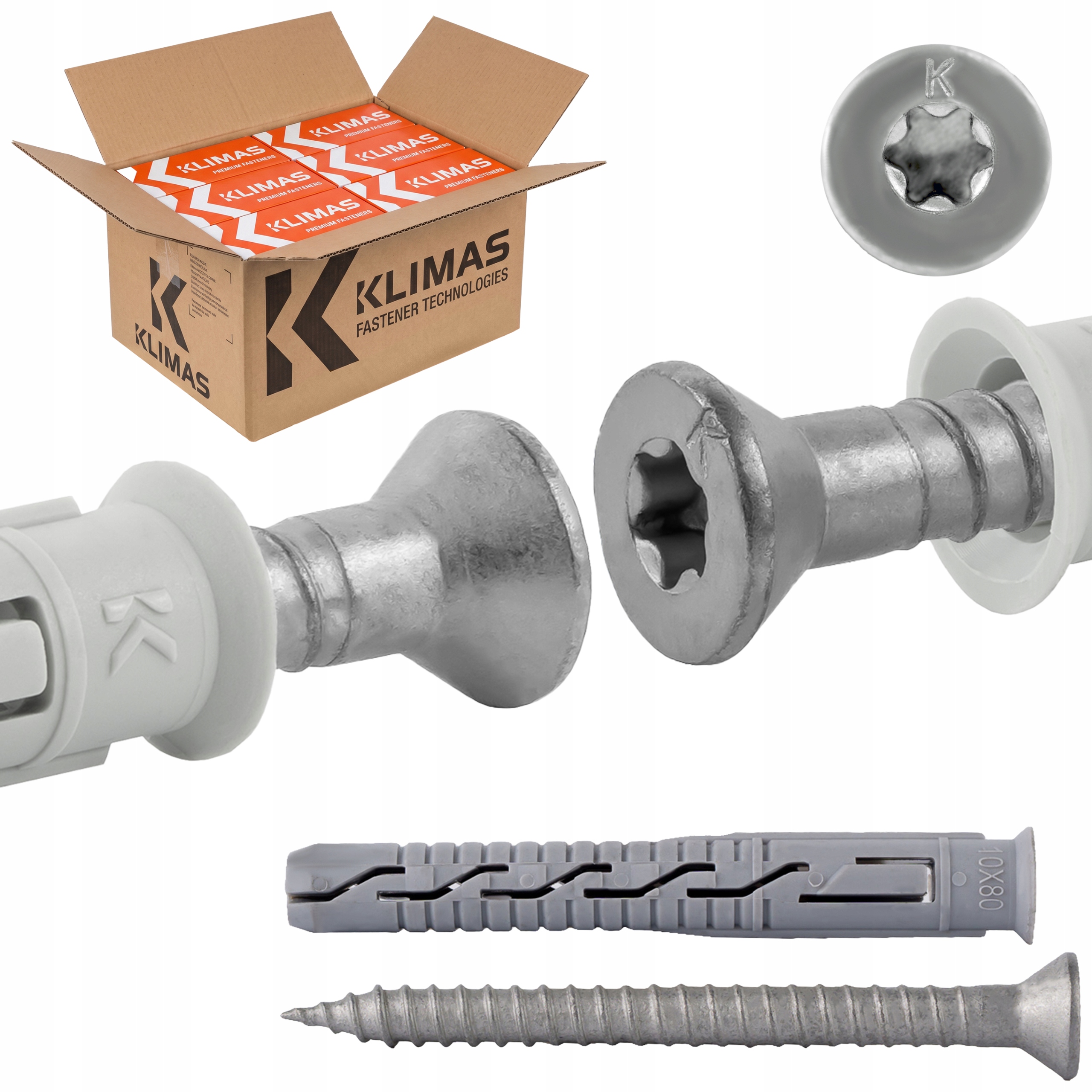 Rámové rozperné kolíky 10x80 mm 400 ks kužeľová hlava Torx Klimas Kps-fast