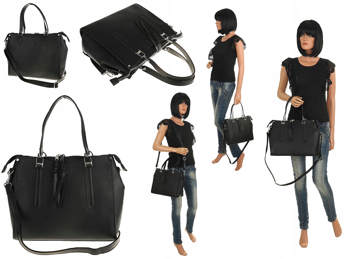 Maria C. Torebka Damska czarna skóra ekologiczna MC663 Black Marka inna