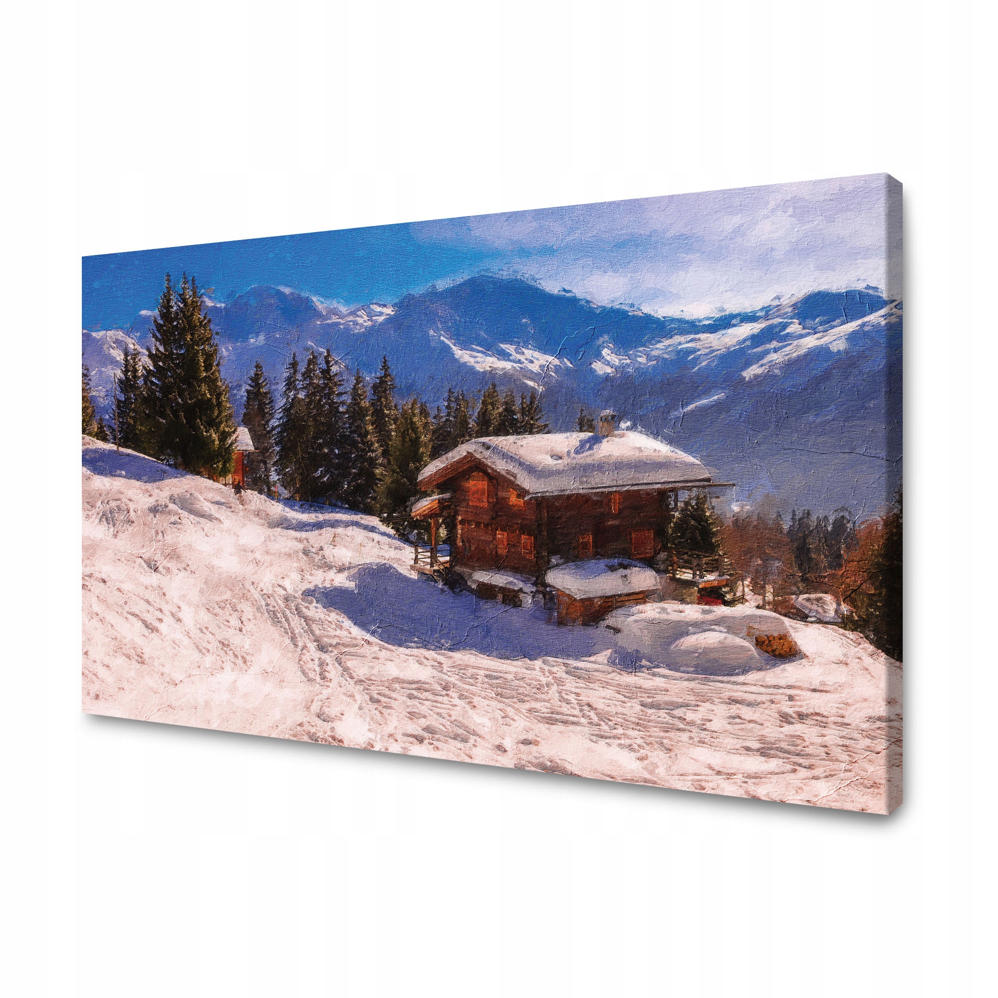 Obraz na plátně Domeček v Sněžných horách Zima 90x60 cm Ideální jako dárek