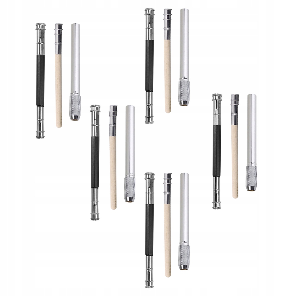 15 SZT. PRZEDŁUŻACZY DO OŁÓWKA ZE STALI NIERDZEWNEJ, DREWNIANE Szerokość produktu 12 cm