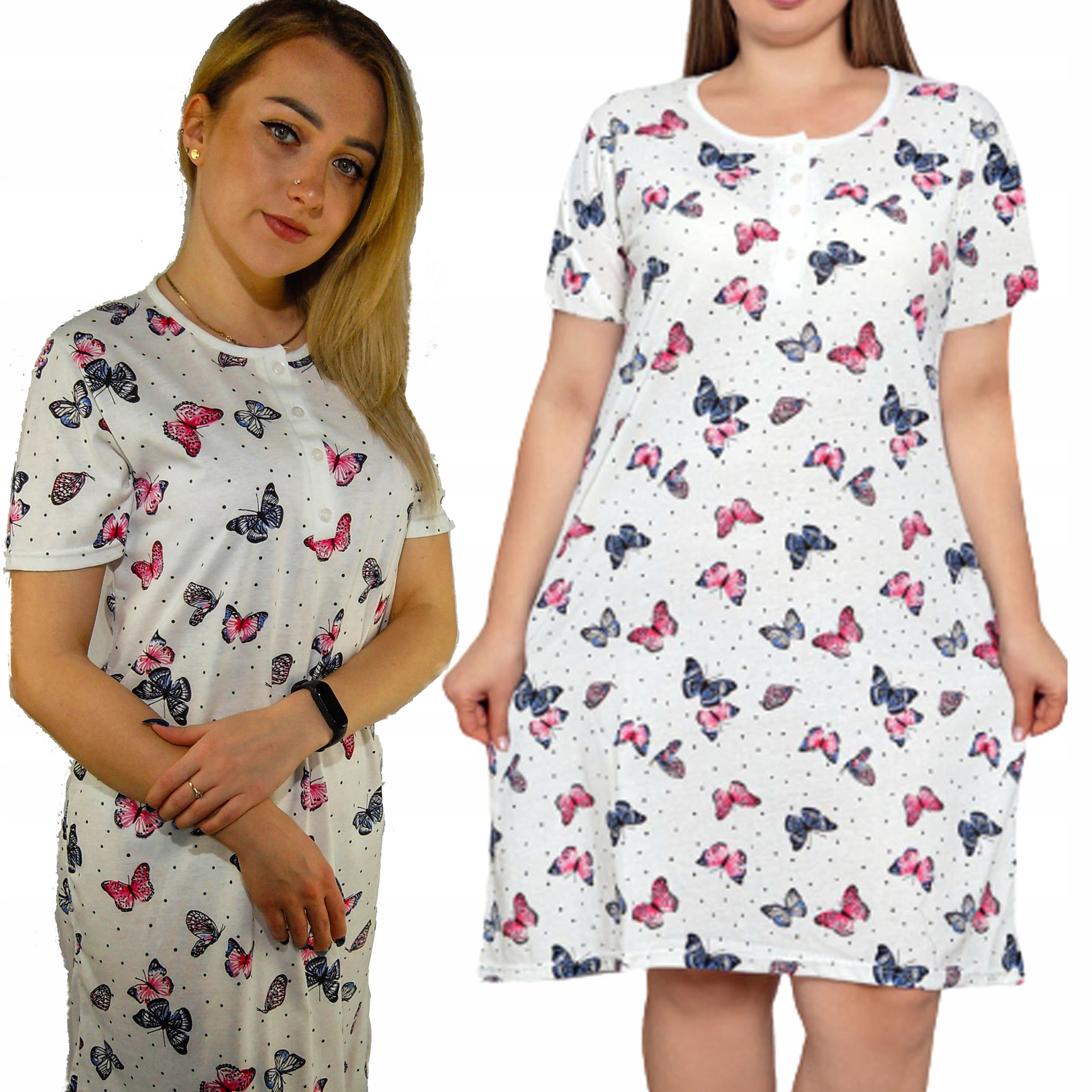 KOSZULA NOCNA BAWEŁNIANA, GUZIKI, NADWYMIAR duże rozmiary 4XL