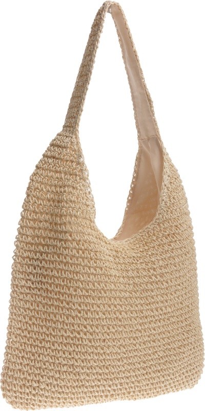Lekka Torebka Na Lato Pleciona Miękka Torba Worek beż jasny
