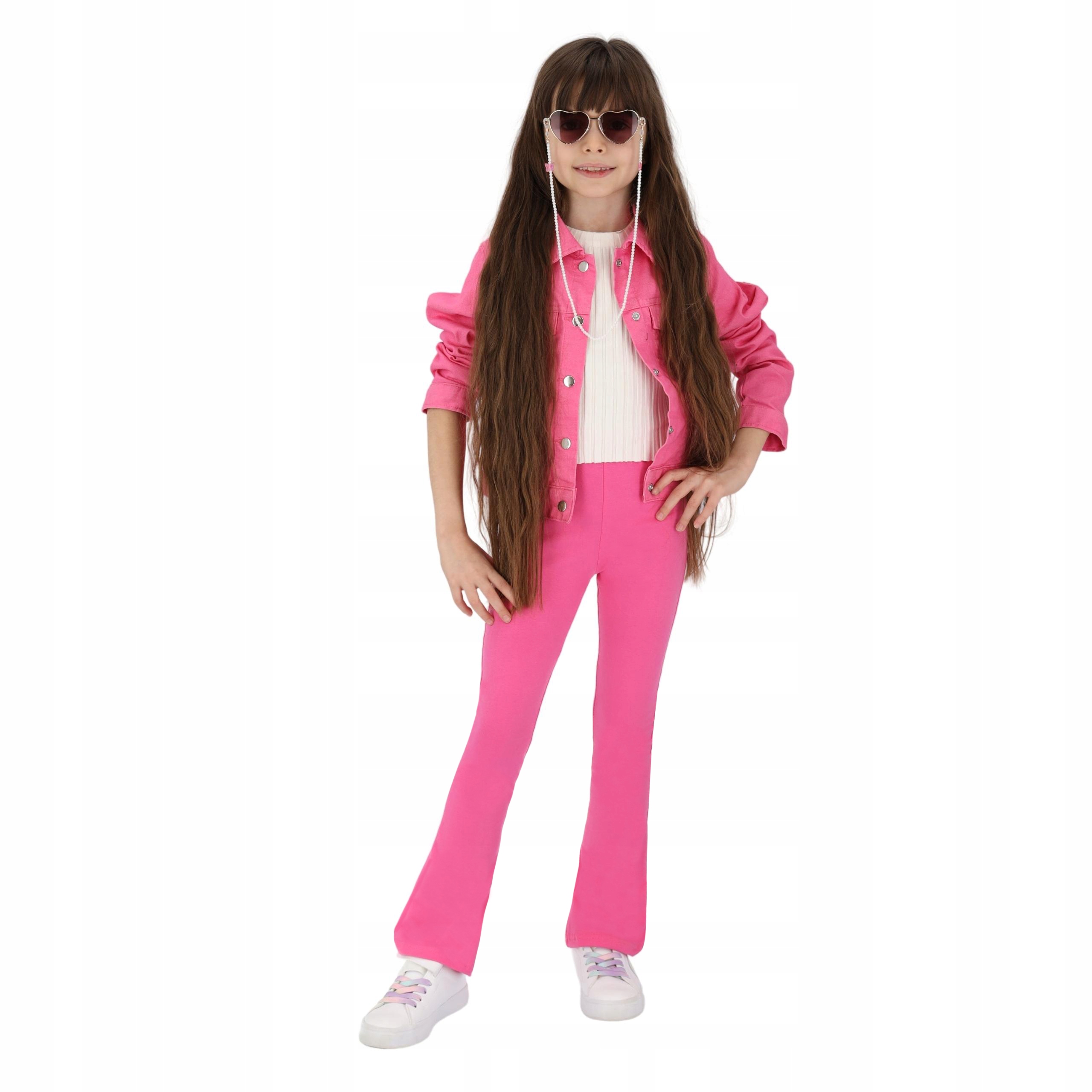 SPODNIE DZWONY DZIEWCZĘCE DRESY BAWEŁNIANE 158 Marka Inna marka