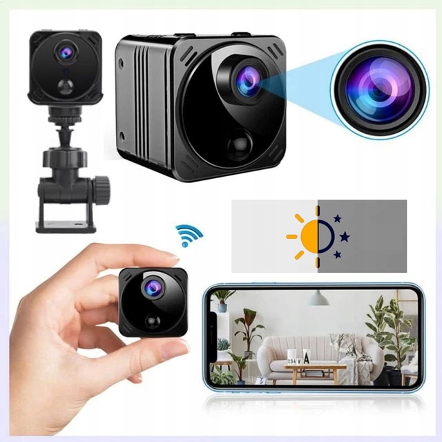 Mini Wifi Kamera Chůvička 4K 160° Skrytá Kamera Držák