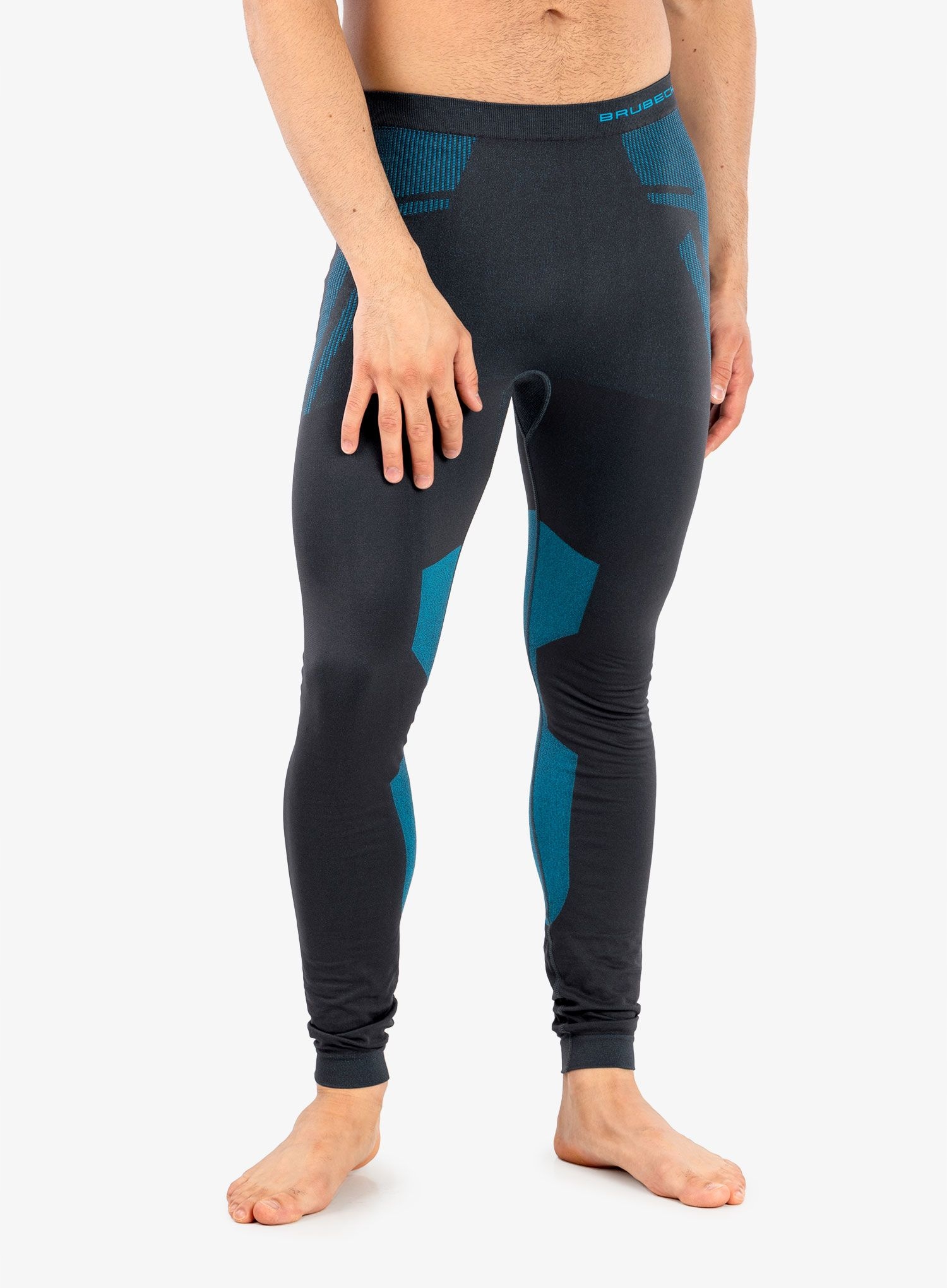 Legginsy termoaktywne Brubeck Dry Pants graphite/blue XXL