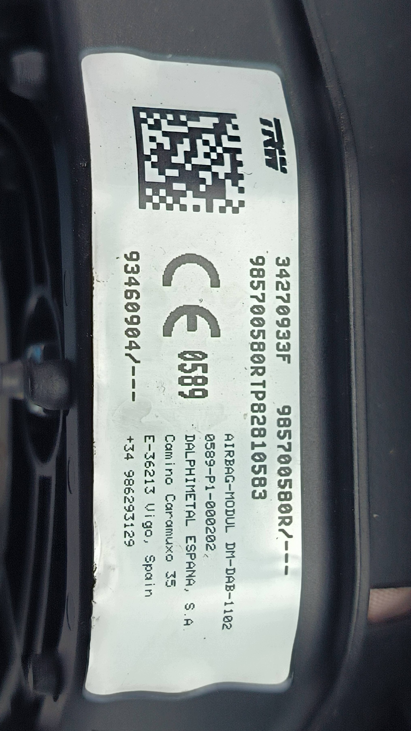 airbag airbag 985700580R OPEL VIVARO B