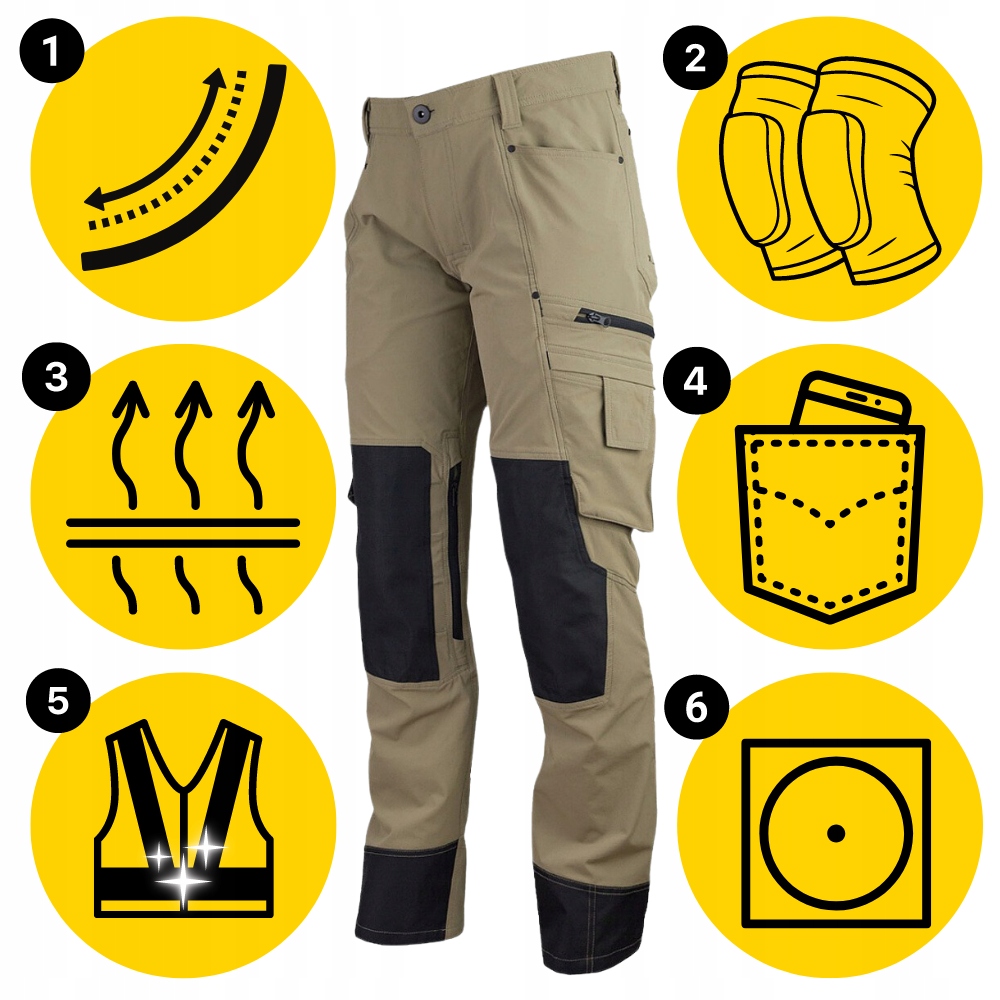 Spodnie robocze BOJÓWKI MĘSKIE Taktyczne Wytrzymałe Elastyczne URGENT BHP Rozmiar 46