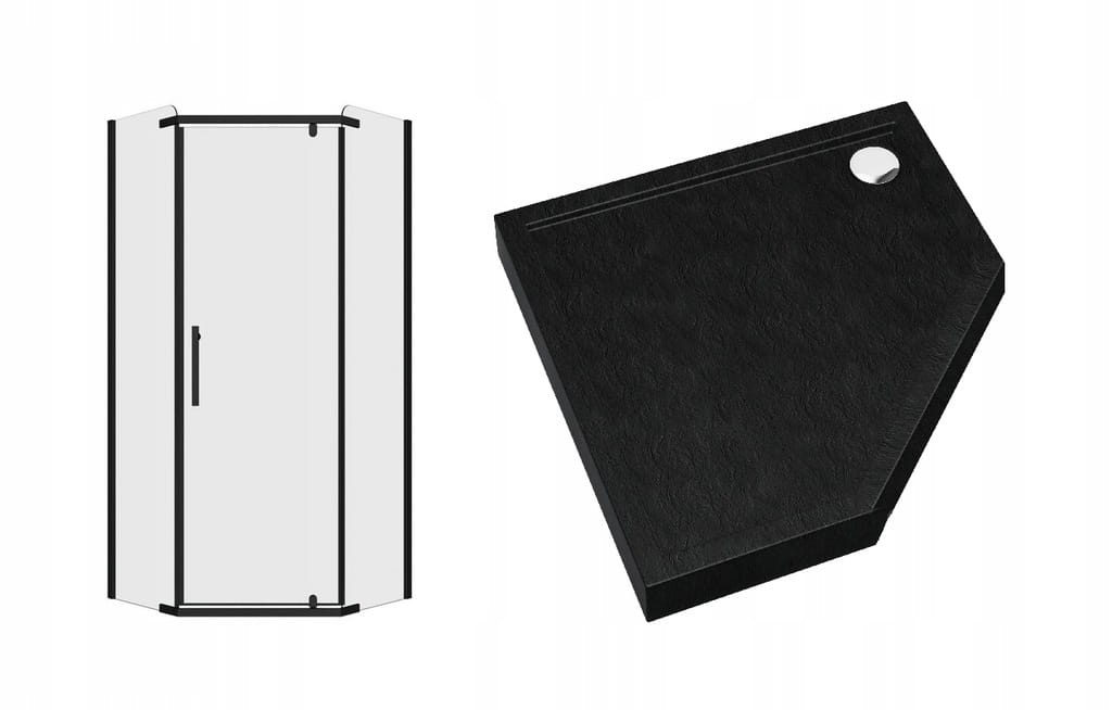 KABINA PRYSZNICOWA PIĘCIOKĄTNA Z BRODZIKIEM SLIM 80X80 RUBI BLACK