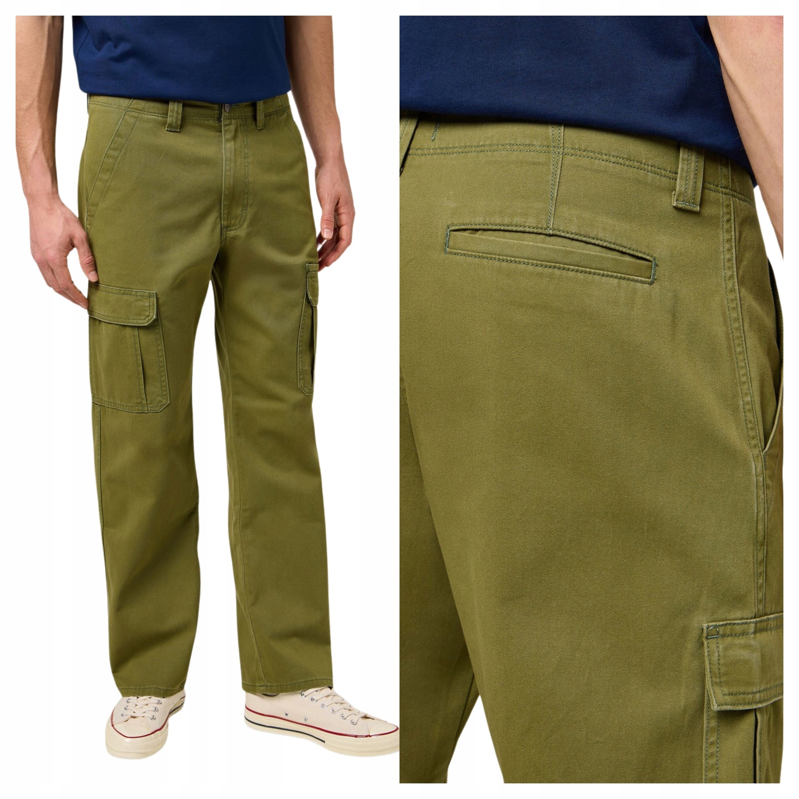 Pánské kalhoty Wrangler Regular Cargo Látkové Klasické Zelené W36 L32