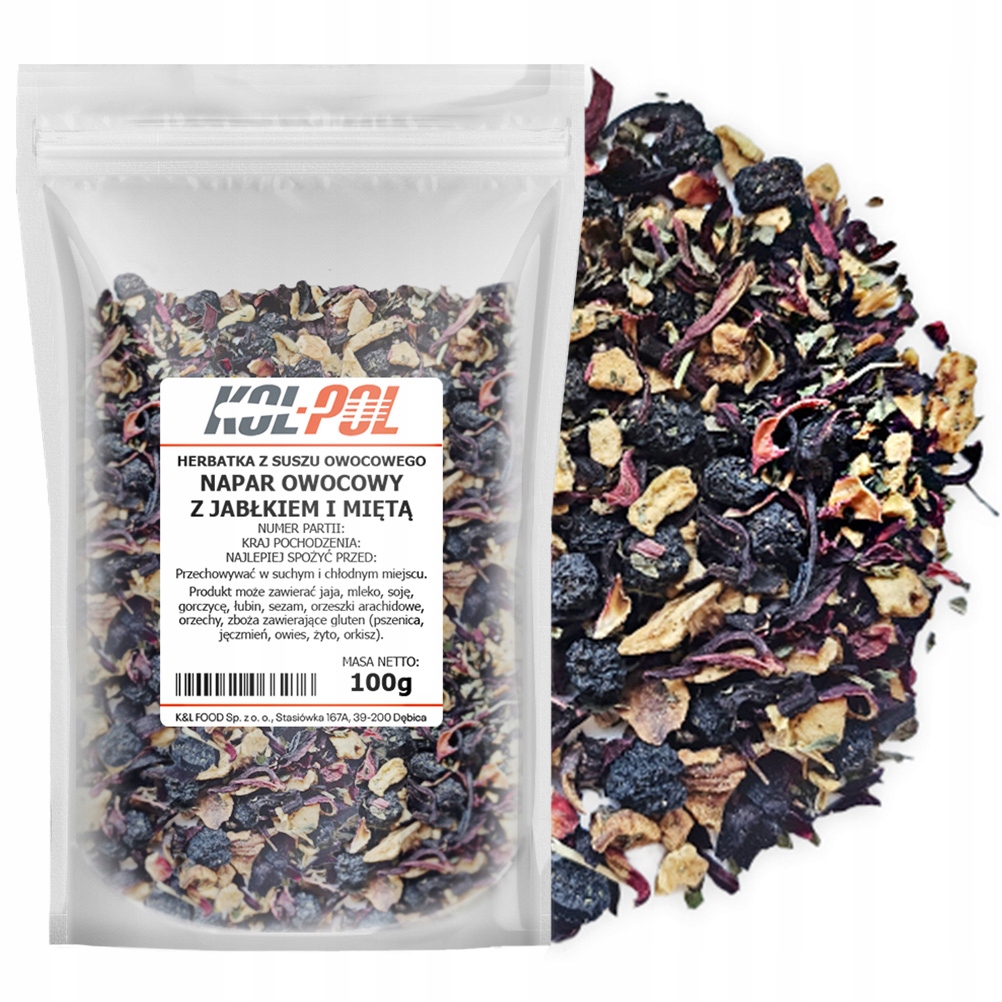 Levně Čaj Ovocný Nálev Jablko Máta 100 g Přírodní sušený čaj Kol-Pol