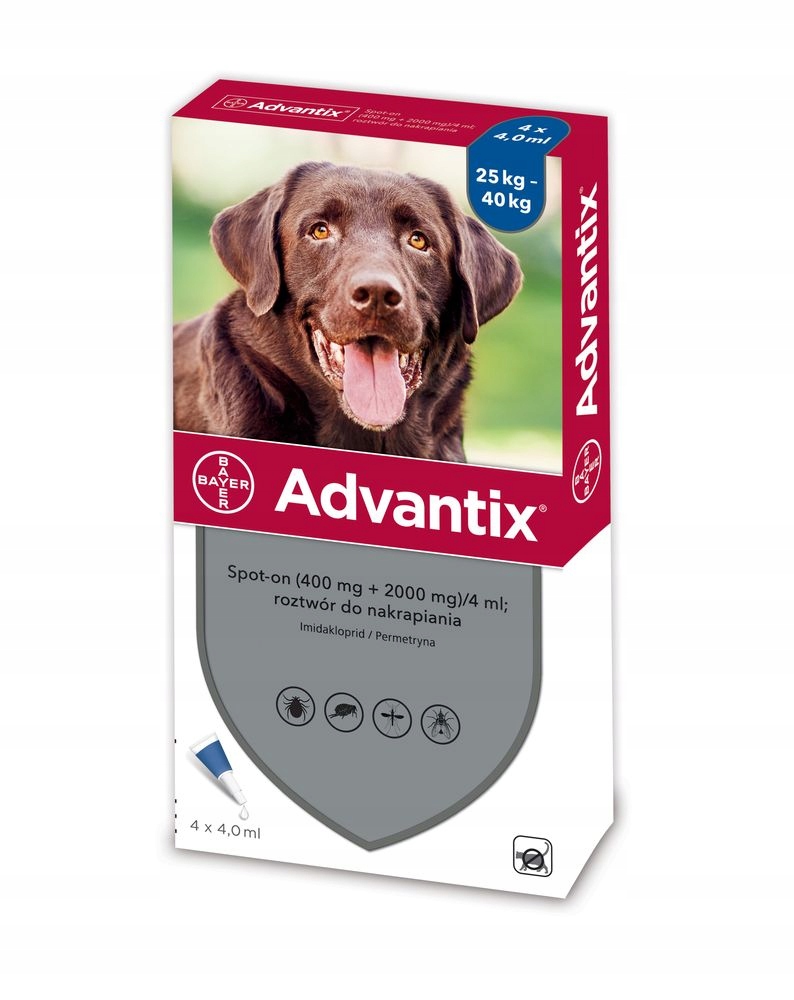Advantix dla psów (25-40kg) 4 pipety x 4ml