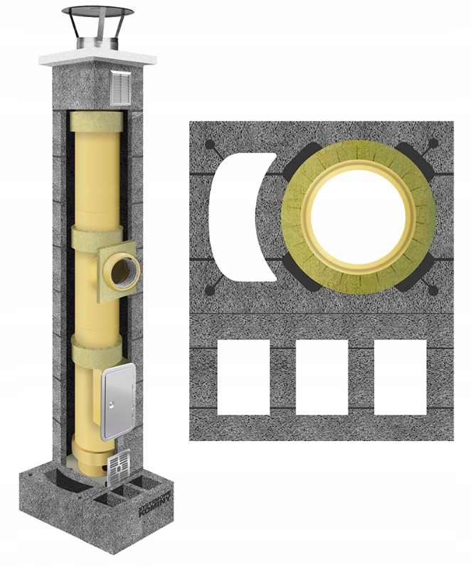 Keramický komínový systém fi 160 6 m, sada 60 x 50 cm, kompletní 4W