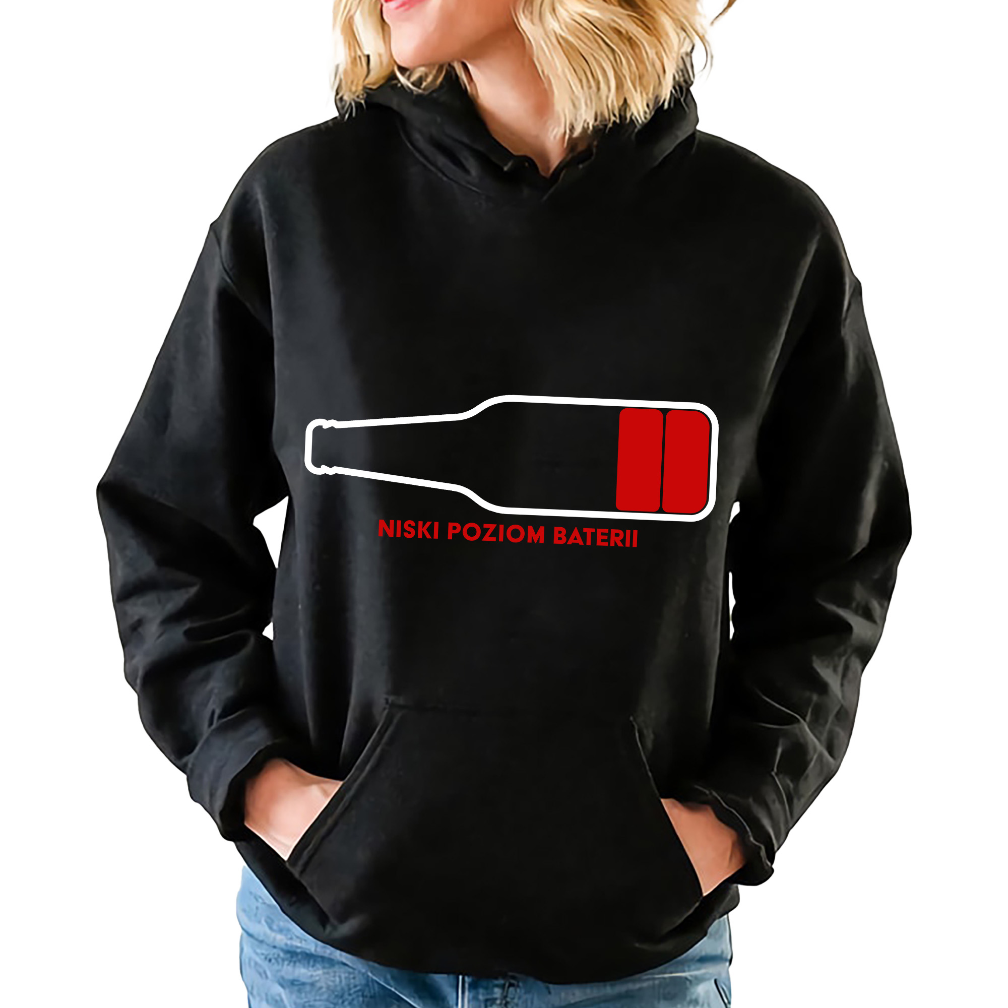 mikina s kapucí Černá Zábavný gadget Dárek Úroveň baterie XXL