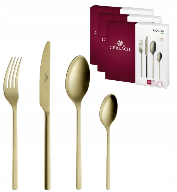 Gerlach Modern Gold Sztućce 72/18 Mat |pudełko Złote Sztućce