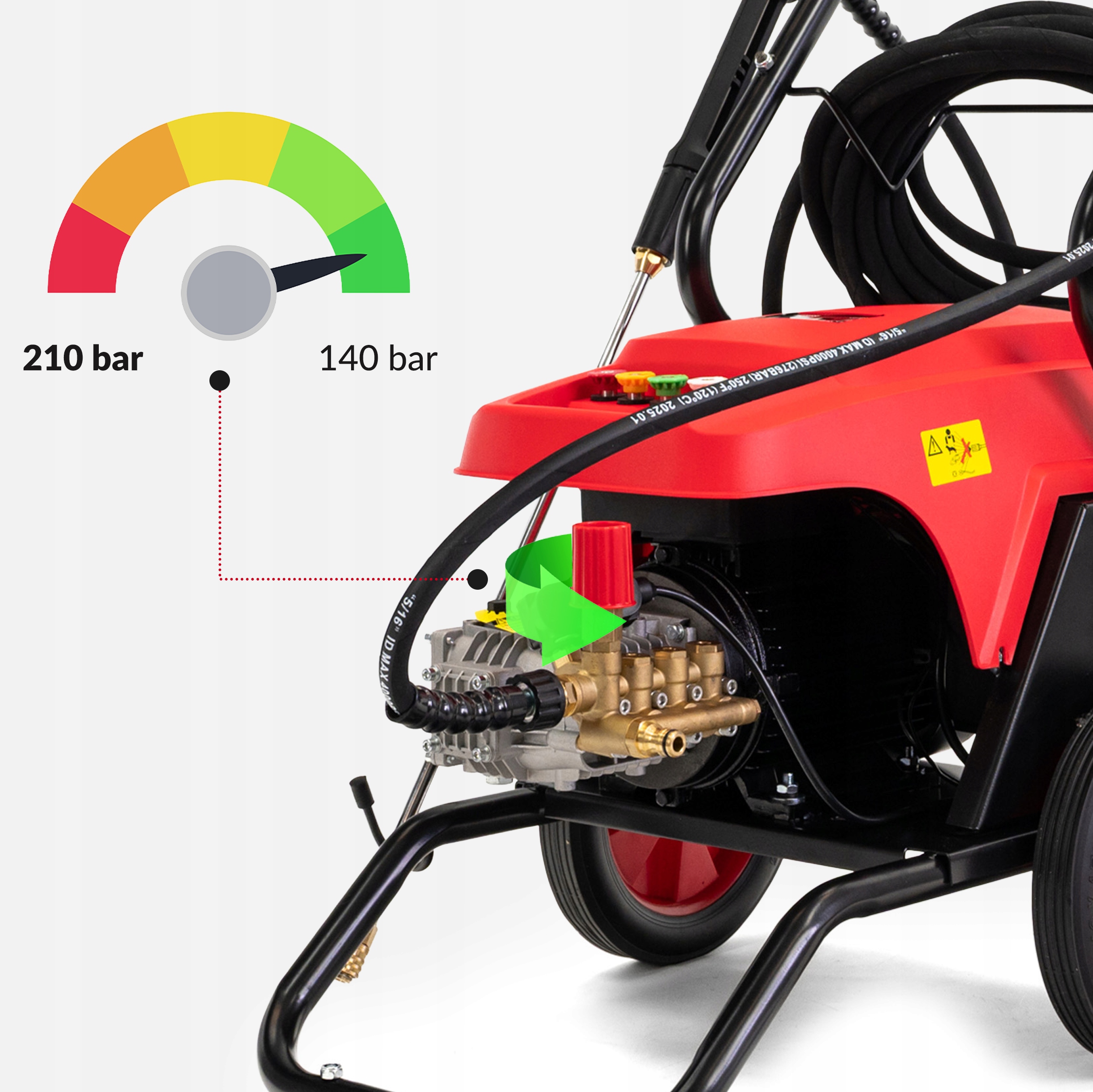 MYJKA CIŚNIENIOWA SAMOSSĄCA PROFESJONALNA 2800W INDUKCJA MOSIĘŻNA GŁOWICA Ciśnienie robocze 140 bar
