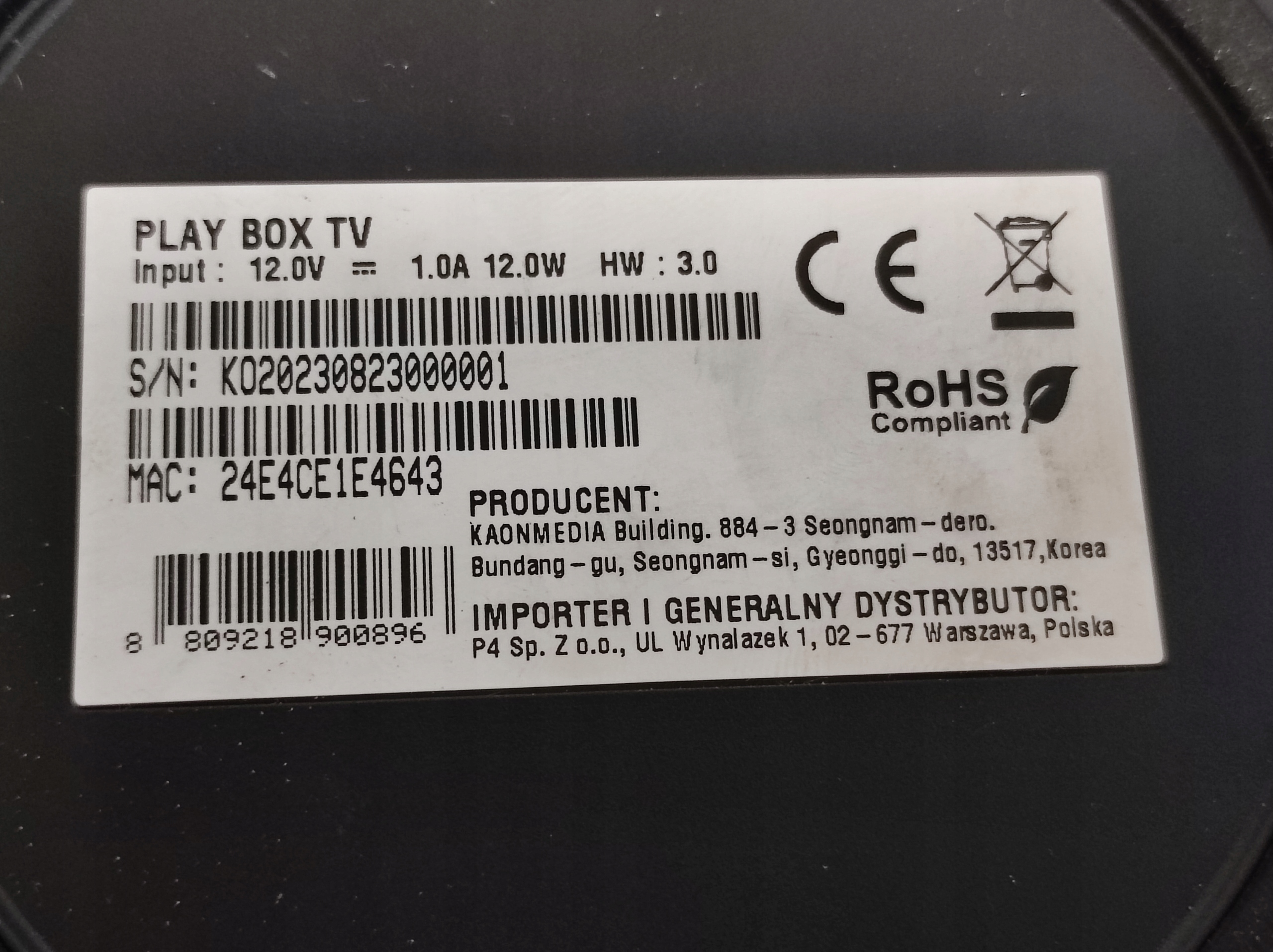 play box 4k bez pilota (3833/24) Rodzaj adapter Wi-Fi