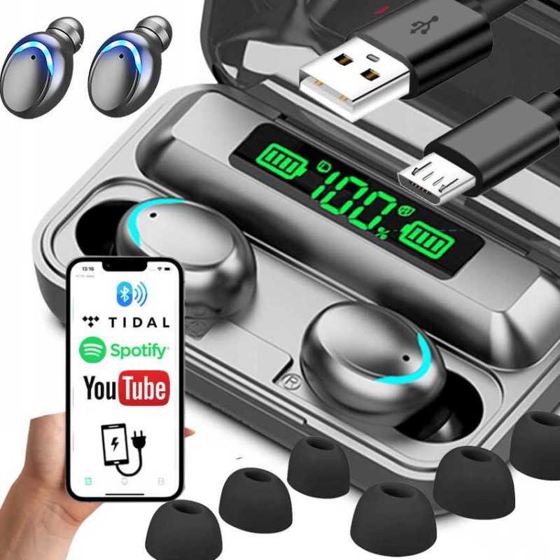 SŁUCHAWKI BEZPRZEWODOWE BLUETOOTH 5.1 + POWERBANK