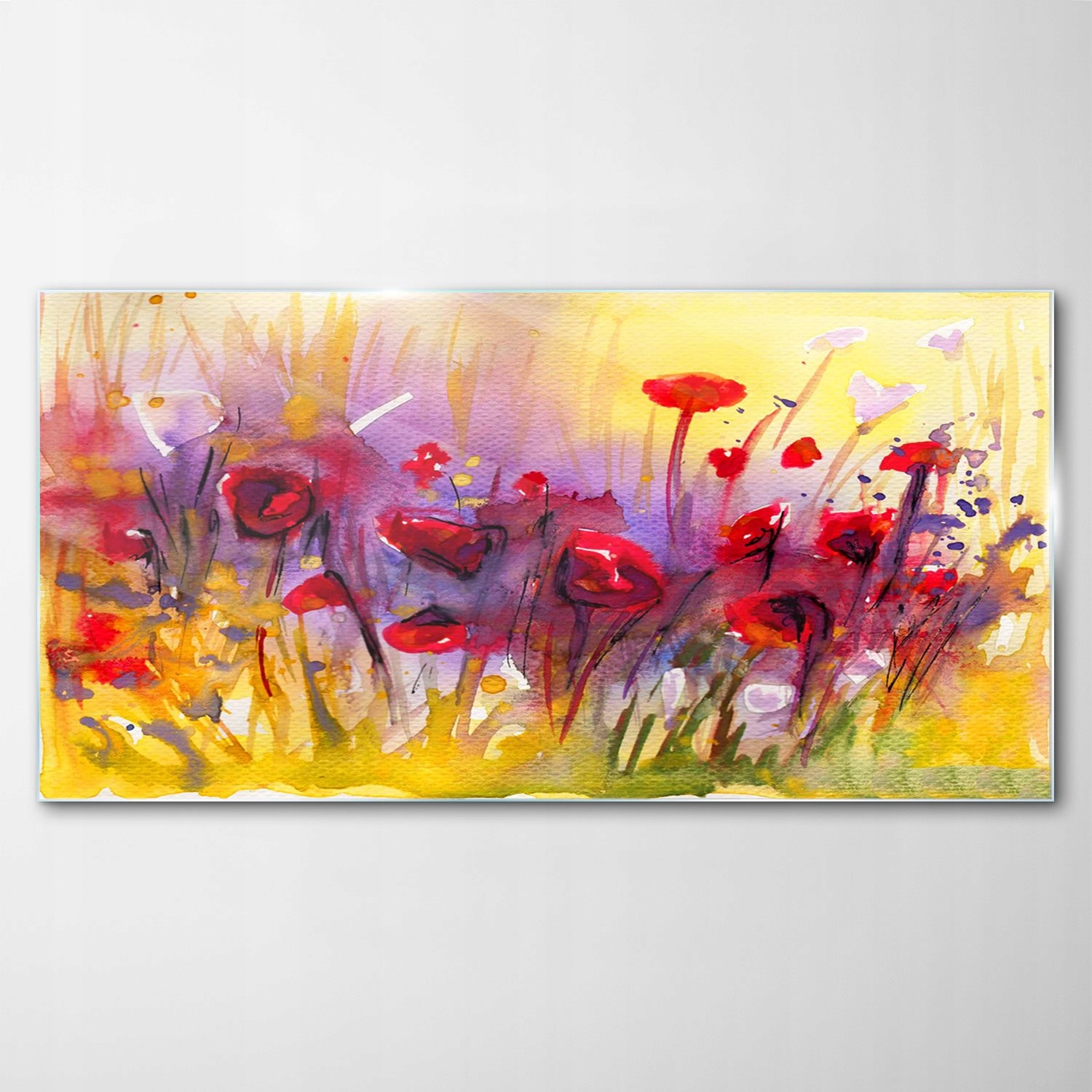 

Hartowany Obraz Szklany Akwarele Kwiaty 140x70