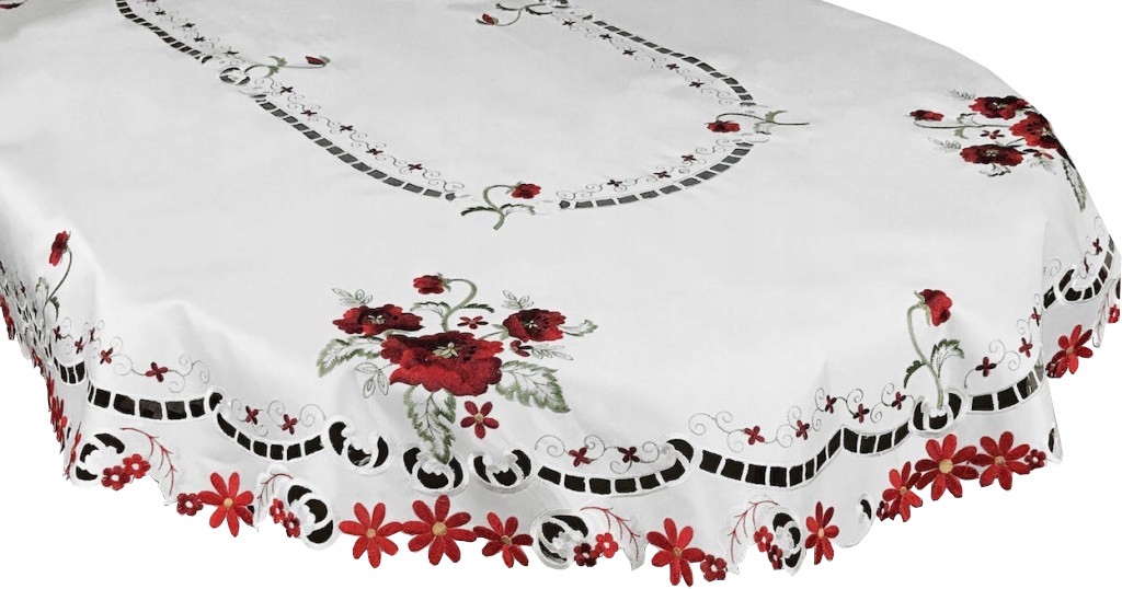 

Obrus Na Stół 110x160 Biały Dekoracyjny Kwiaty