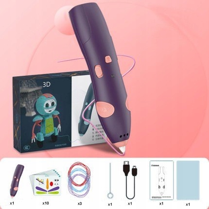 DŁUGOPIS DRUKARKA 3D PEN BEZPIECZNY ZESTAW + WZORY FIOLETOWY Producent Inna