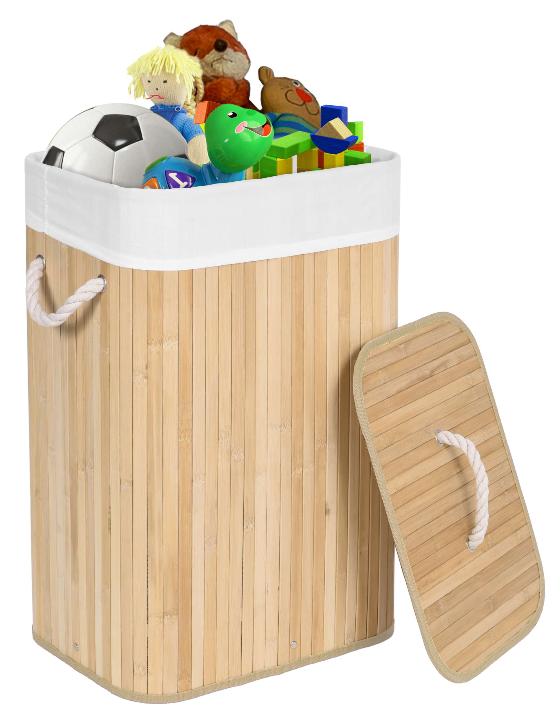 KOSZ BAMBUSOWY NA PRANIE BIELIZNĘ KUFER Z POKRYWĄ POJEMNIK SKŁADANY 80L Rodzaj wolnostojący