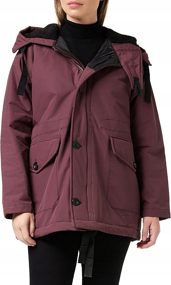 G-star Raw Zimní Bunda S Kapucí Ve Vínovém Odstínu M J9B
