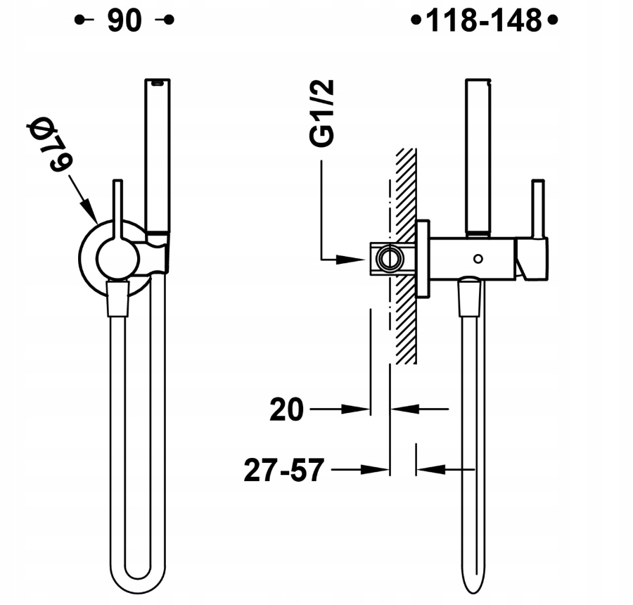 TRES Study Exclusive Bateria podtynkowa z natryskiem do toalety 134123 EAN (GTIN) 8429546414904