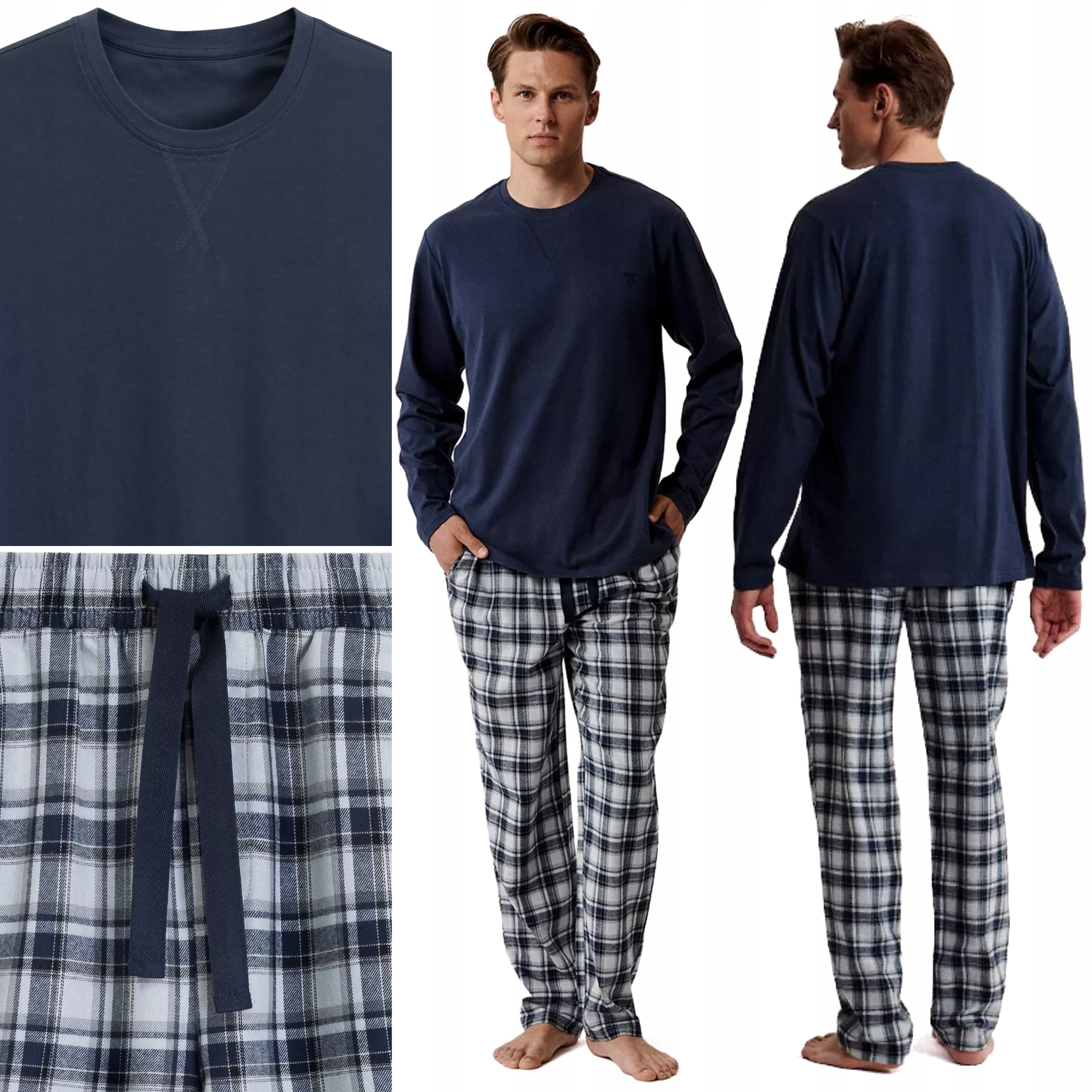 Pánské Pyžamo Atlantic NMP-393 Volný Dlouhý Tepláková Souprava z bavlny XXL